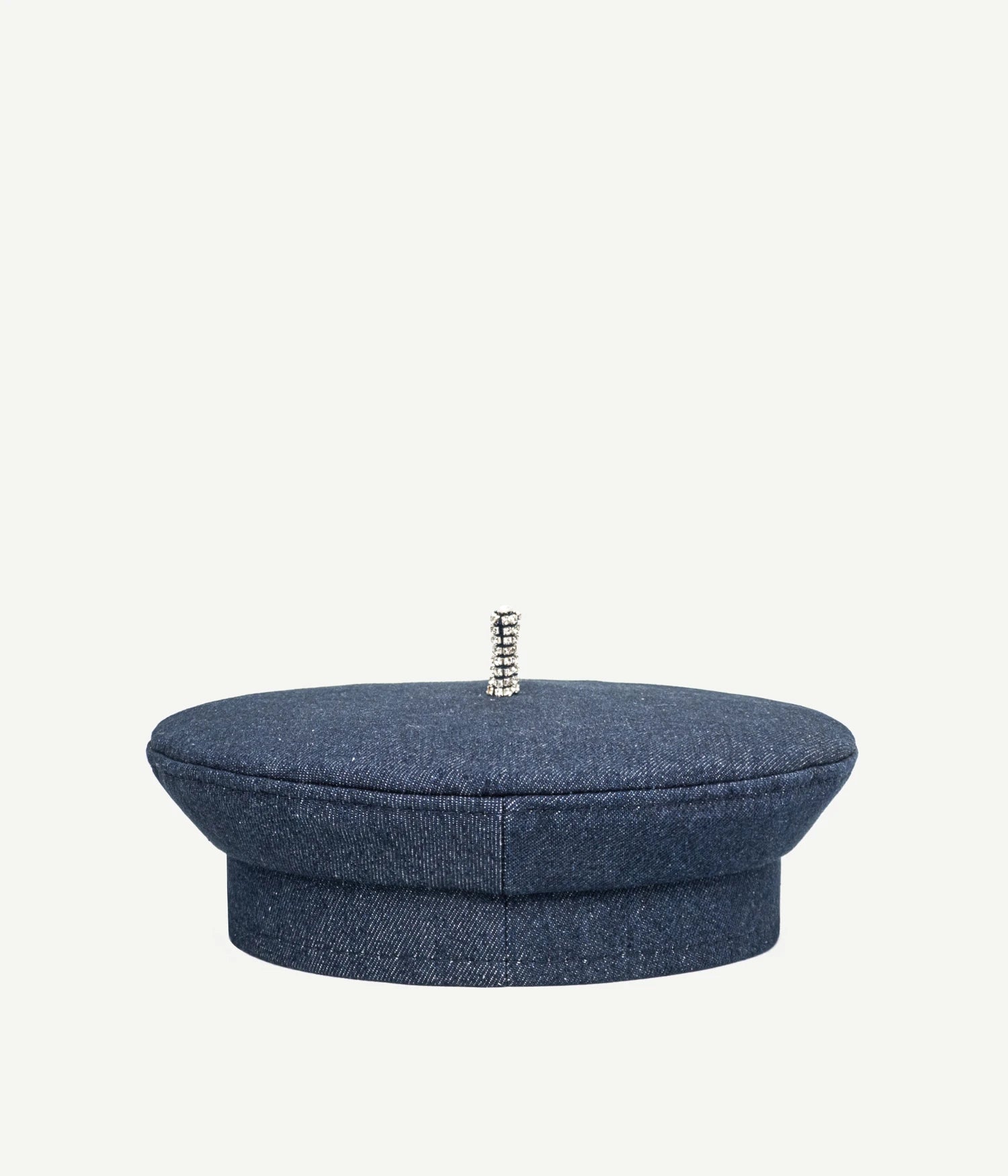 Crystal-Embellished Denim Beret