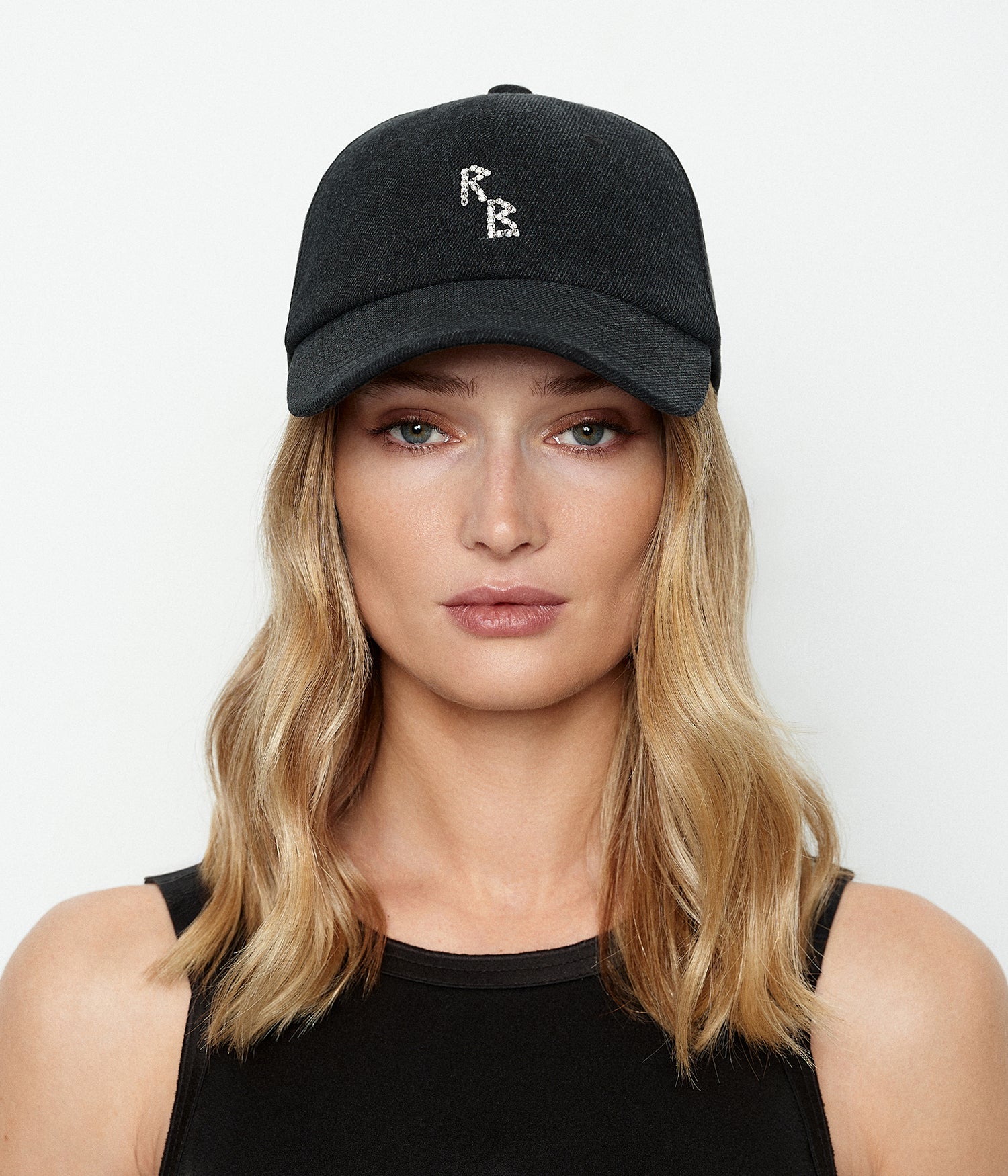 Crystal-embroidered Denim Baseball Cap