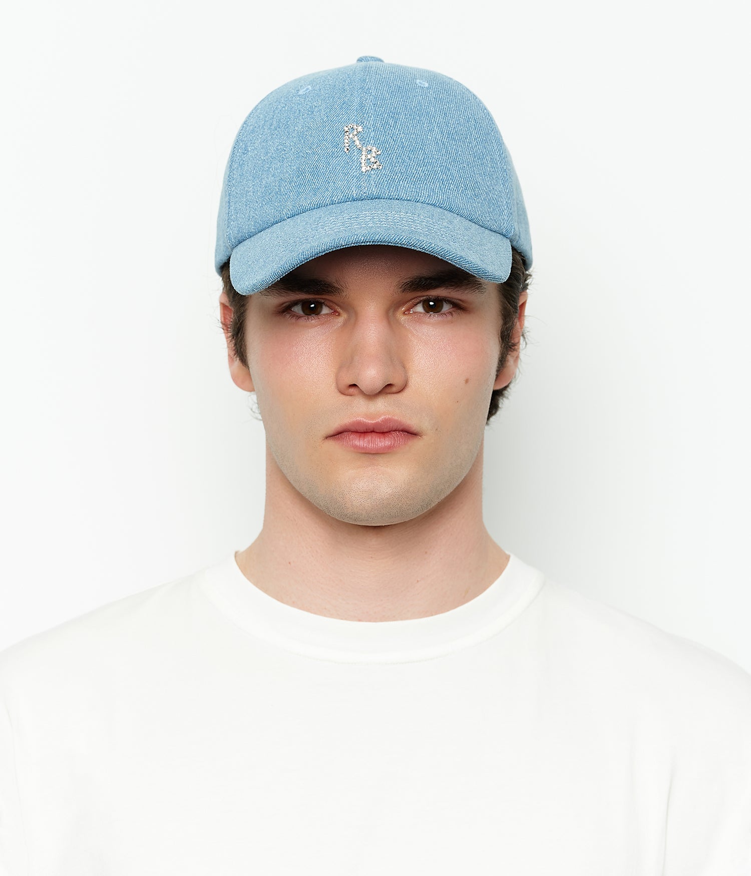 Crystal-embroidered Denim Baseball Cap