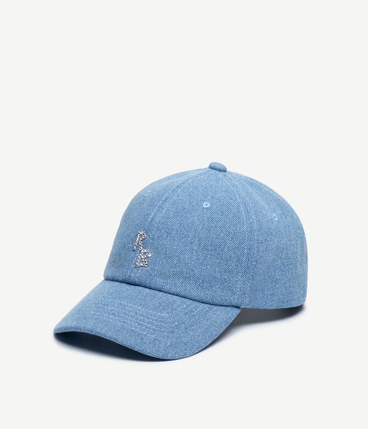 Crystal-embroidered Denim Baseball Cap