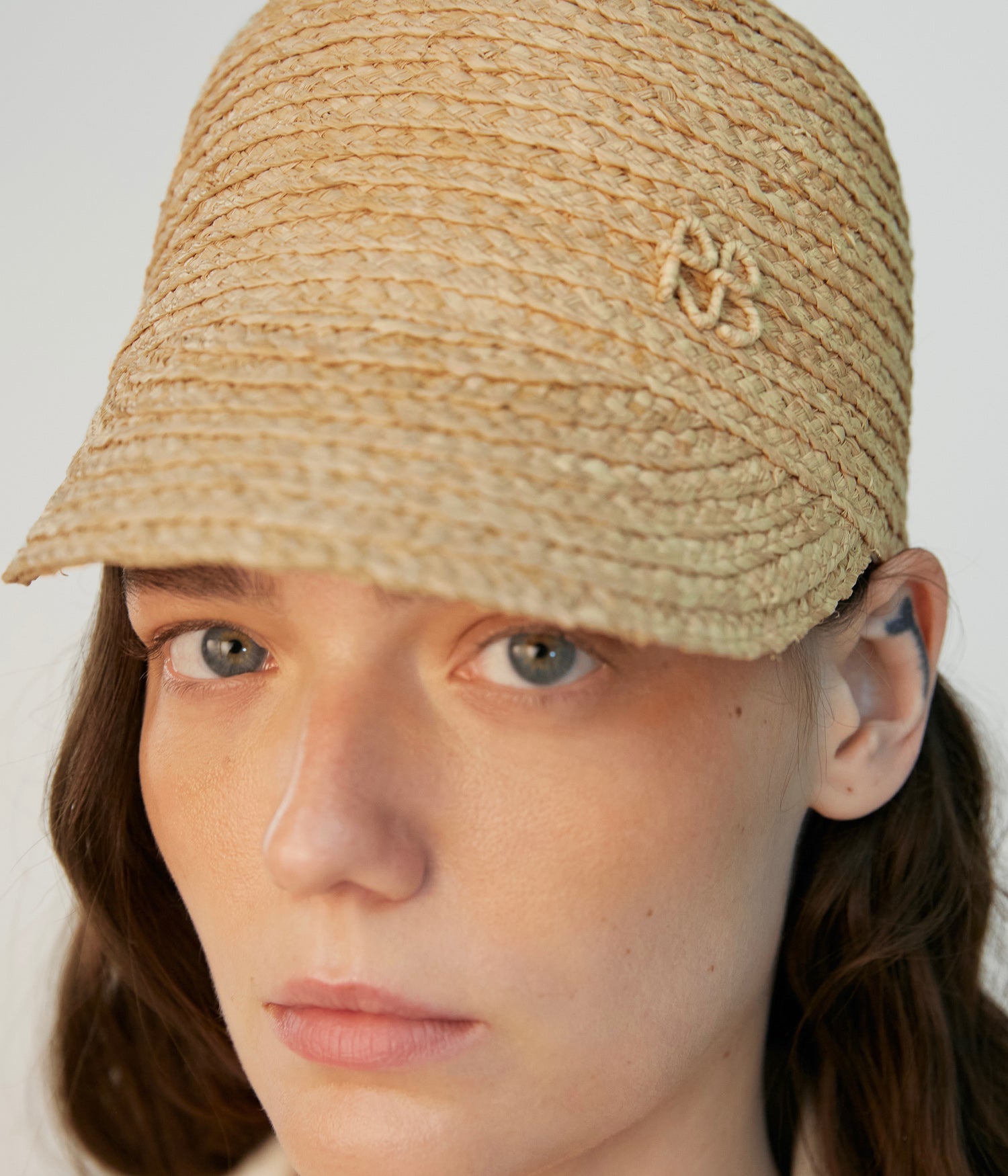 Logo Embellished Straw Cloche Hat