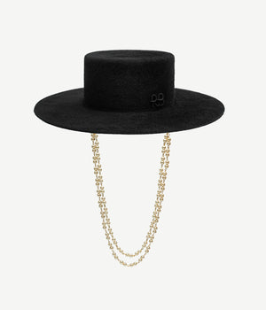 Double Chain Strap Canotier Hat