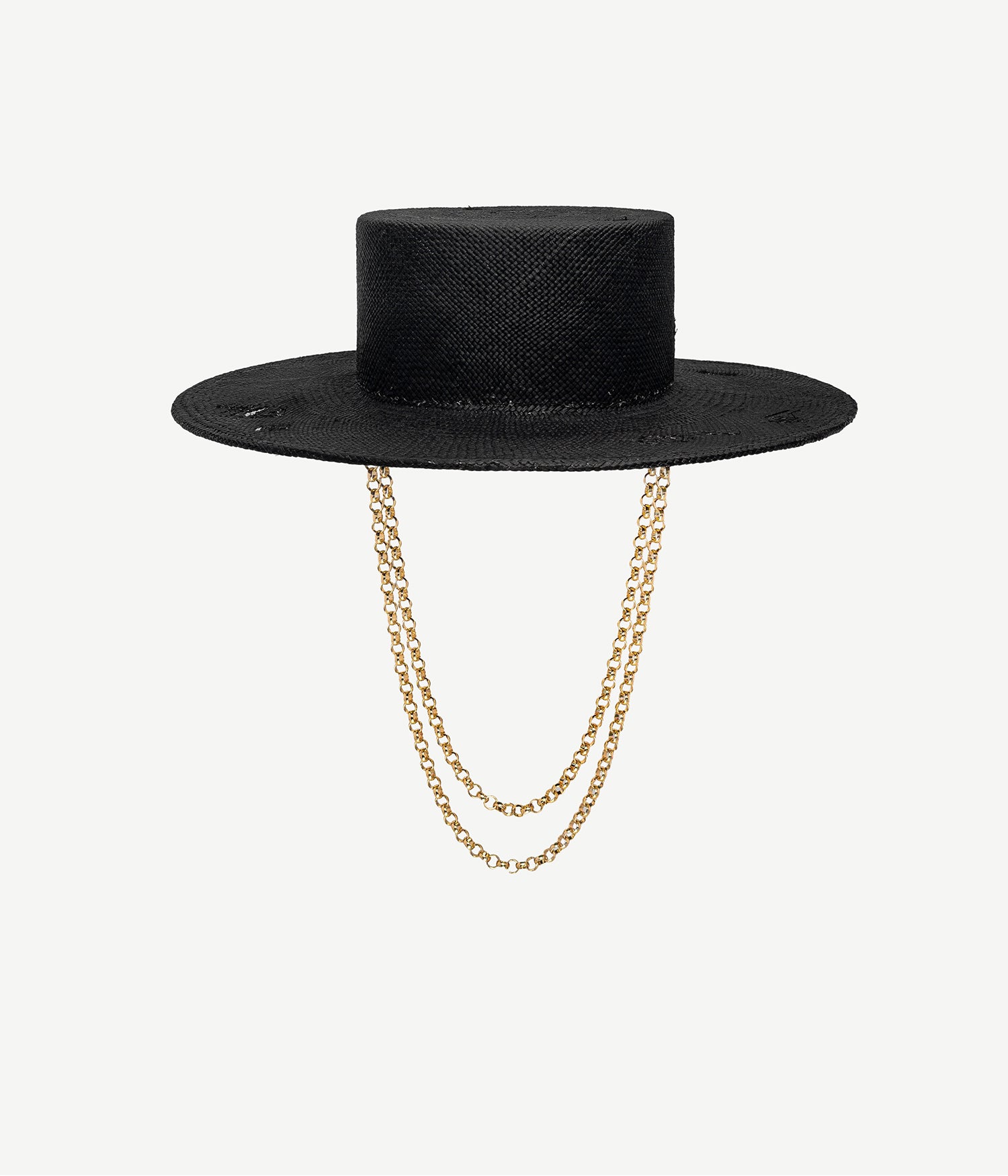 Double Chain Strap Canotier Hat