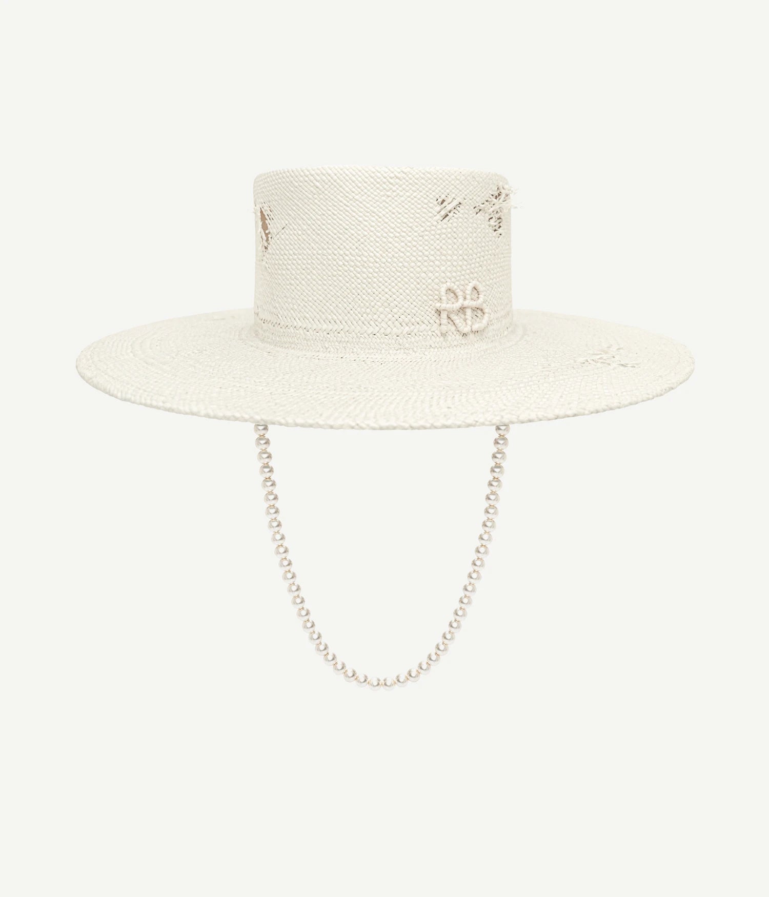 Maxi-pearls Embellished Canotier Hat
