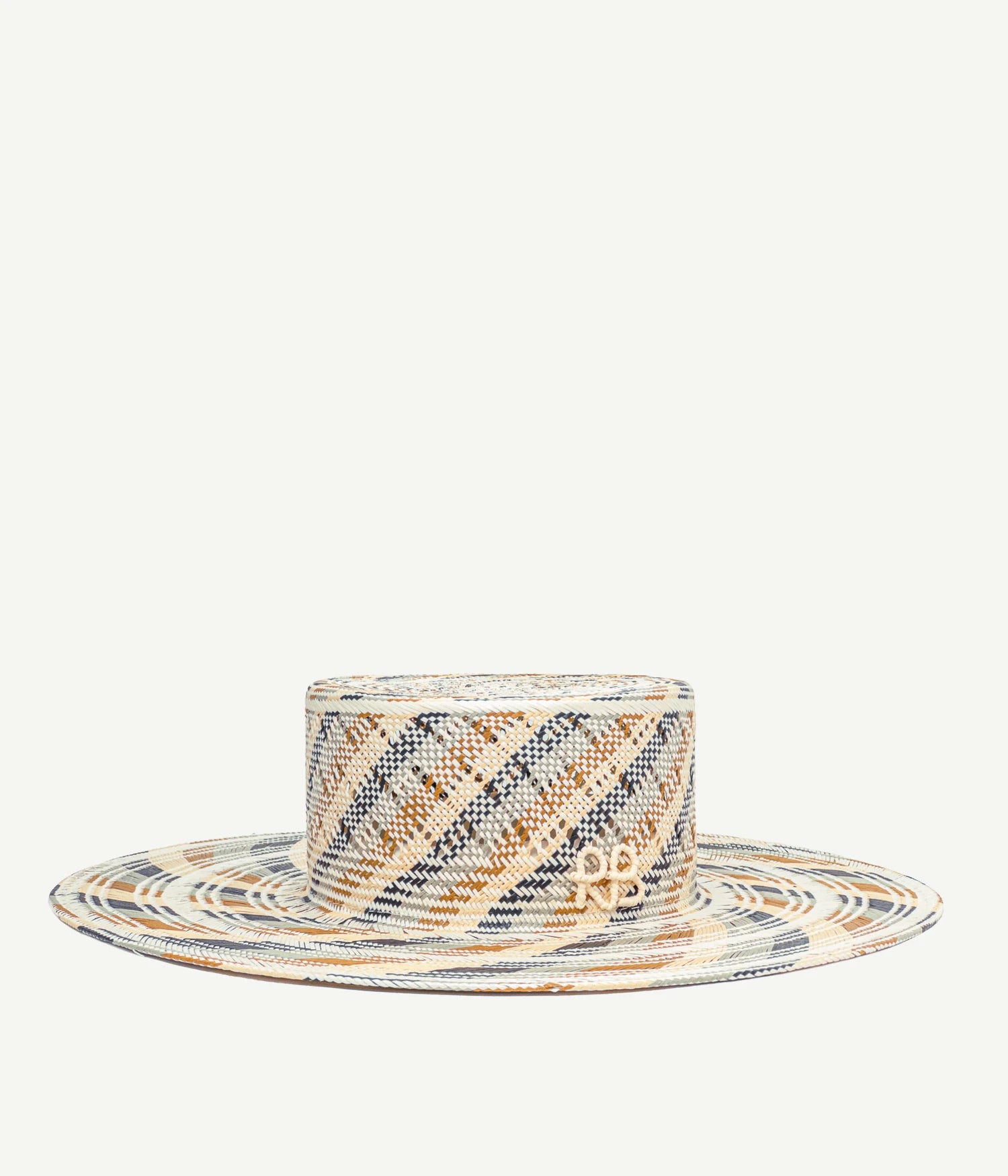 Diagonal-Stripe Canotier Hat