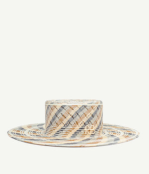 Diagonal-Stripe Canotier Hat