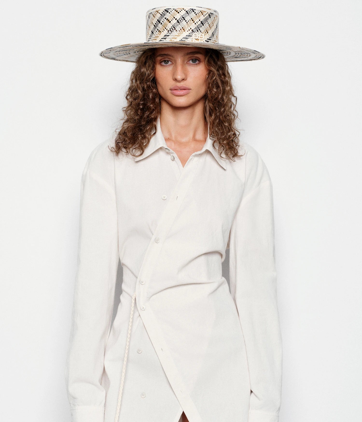 Diagonal-Stripe Canotier Hat