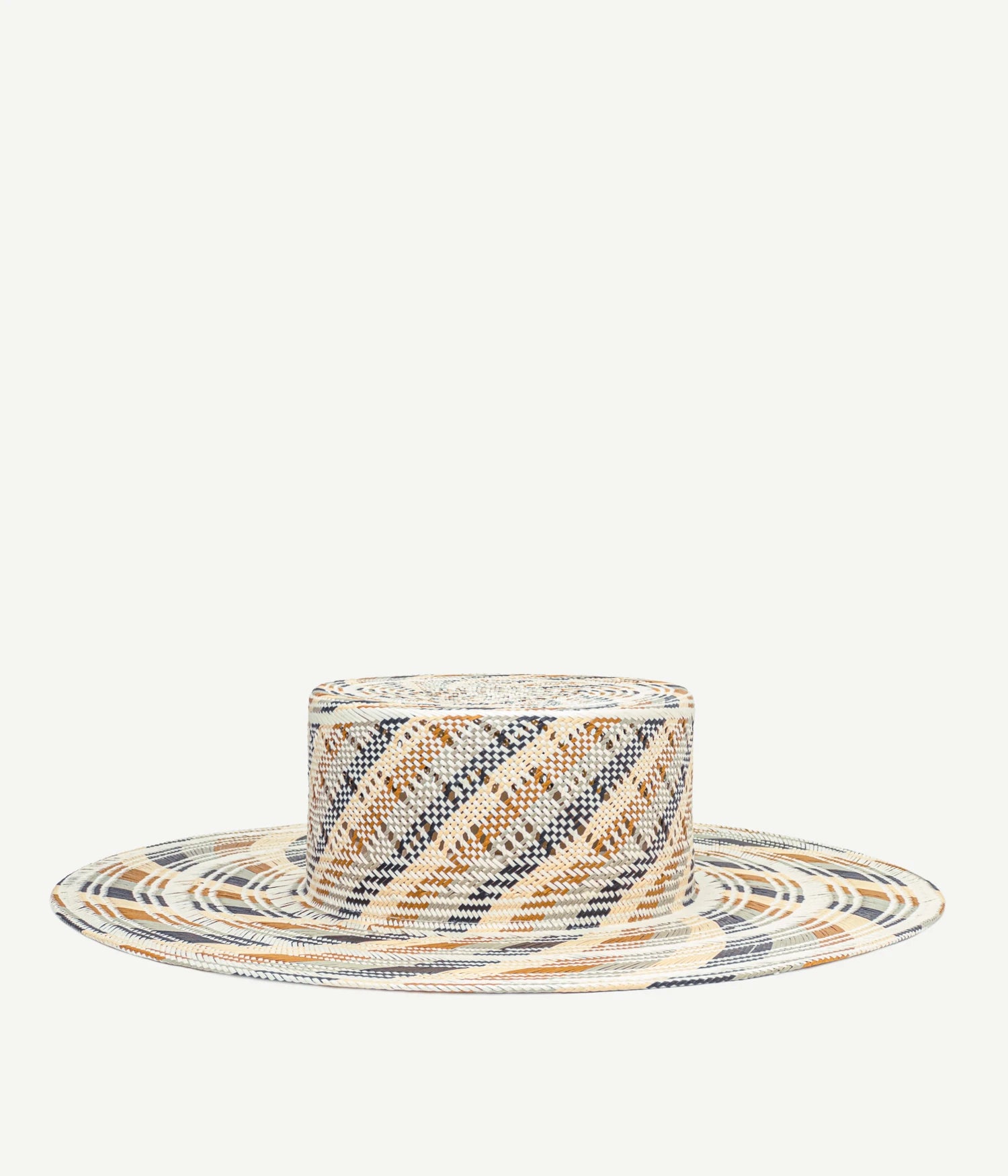 Diagonal-Stripe Canotier Hat