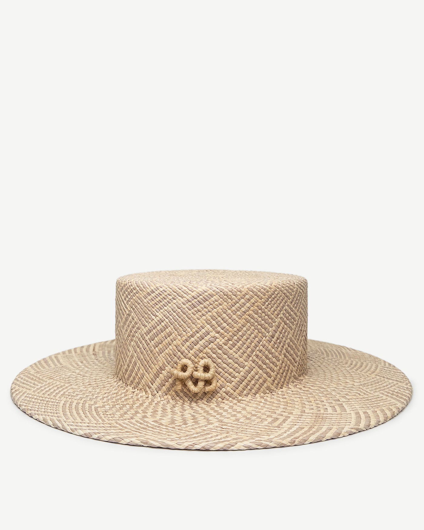 Photo, Canotier Hat, Checkered-Stripe Canotier Hat