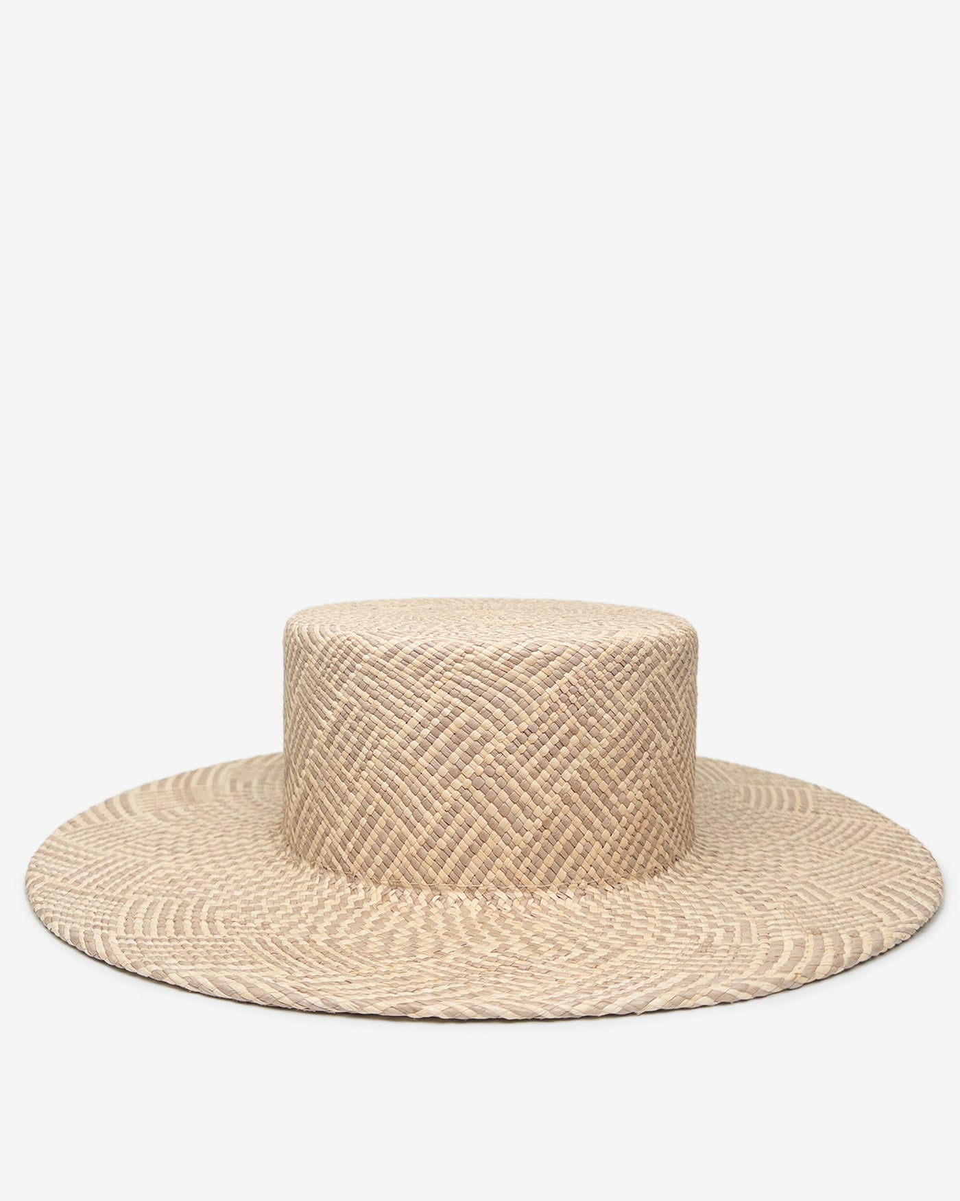 Photo, Canotier Hat, Checkered-Stripe Canotier Hat