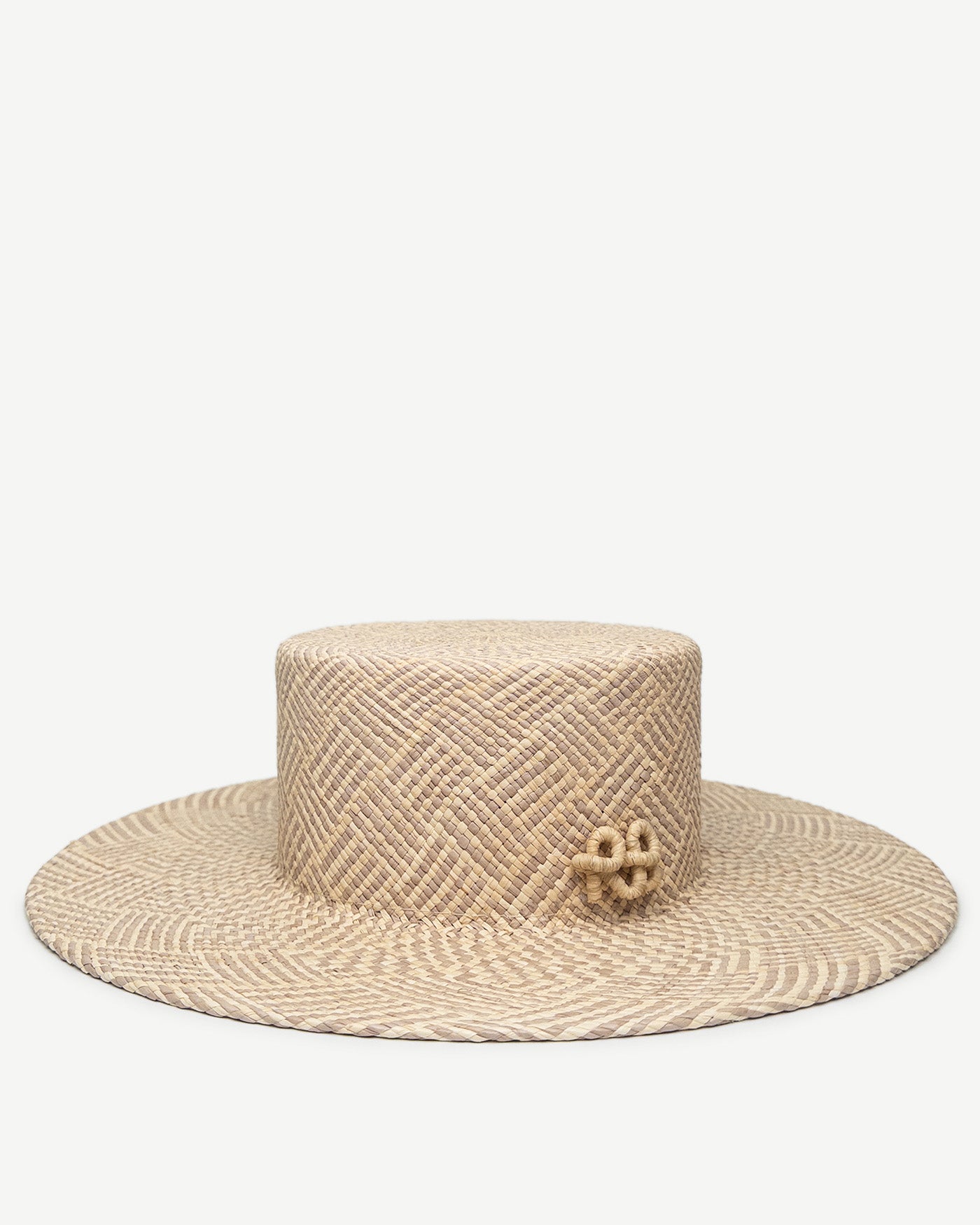 Photo, Canotier Hat, Checkered-Stripe Canotier Hat