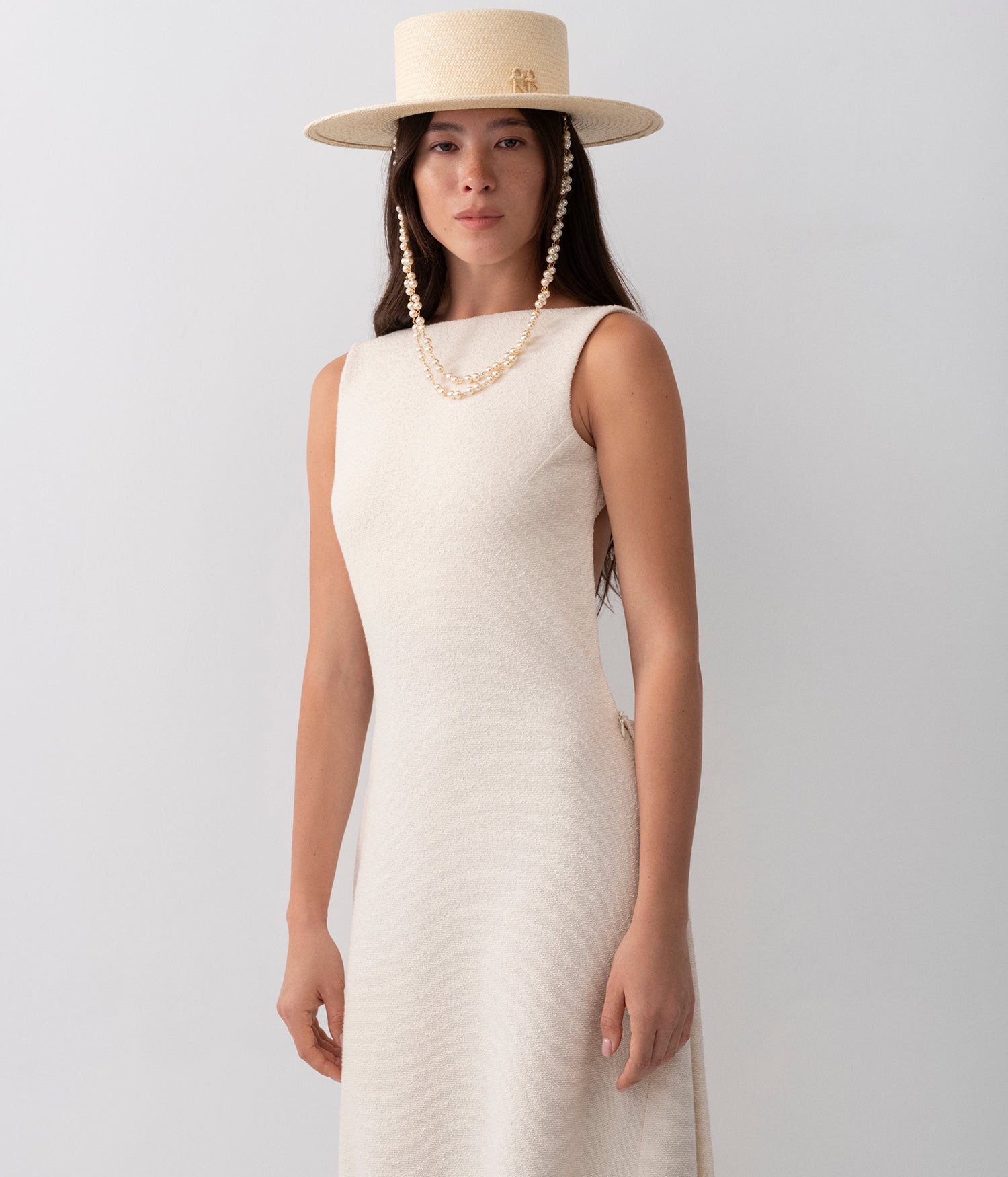 Double Chain Strap Canotier Hat