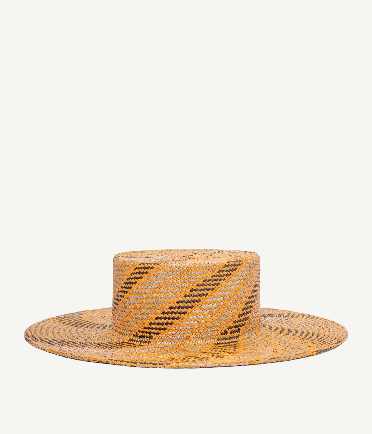 Diagonal-Stripe Canotier Hat