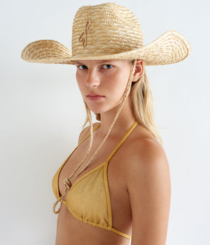 Monogram-embellished Straw Cowboy Hat