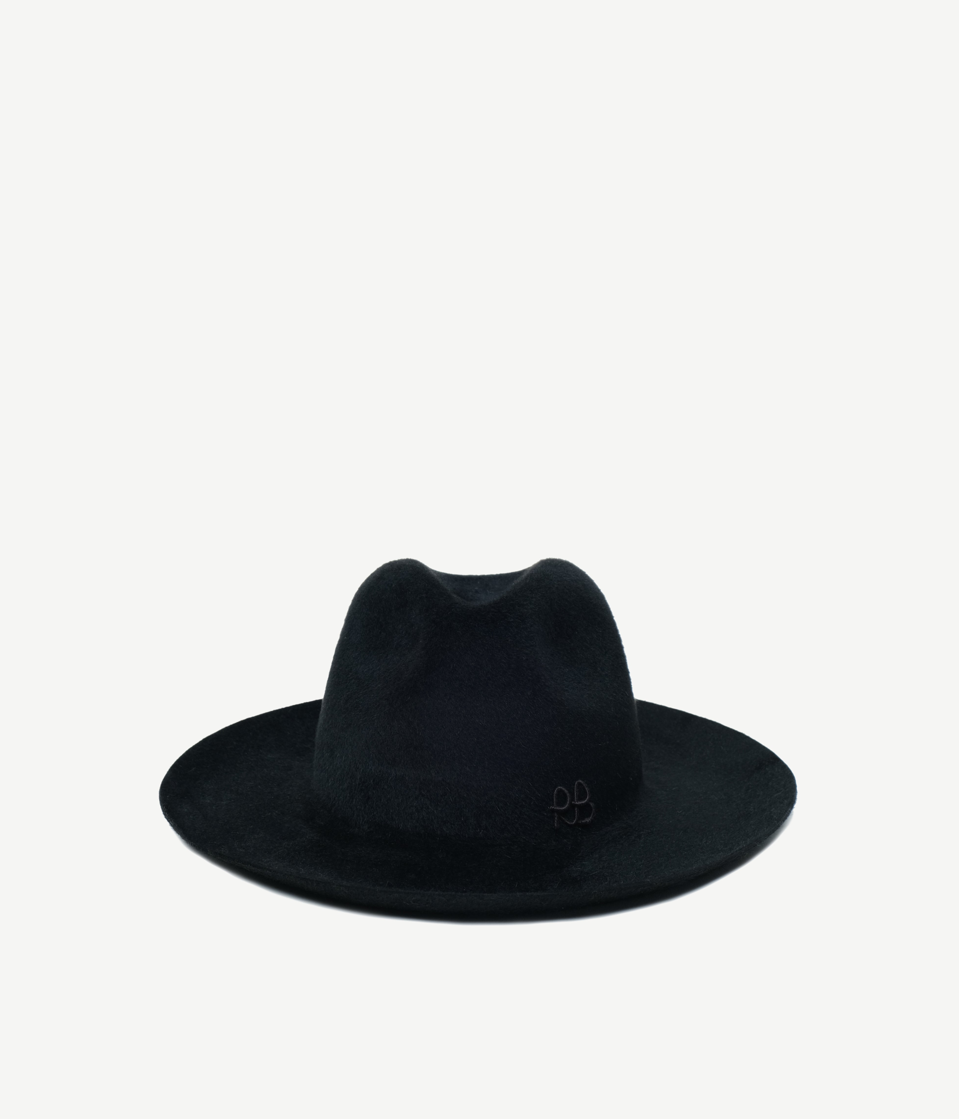 Chain Embellished Felt Fedora Hat Black