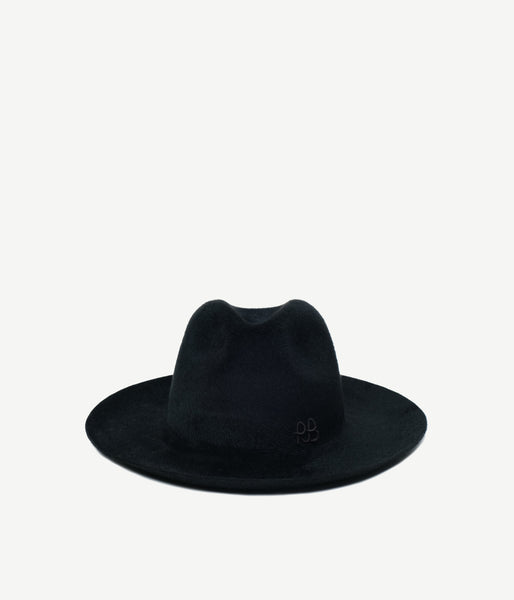 Chain Embellished Felt Fedora Hat Black • Ruslan Baginskiy  display picture 2