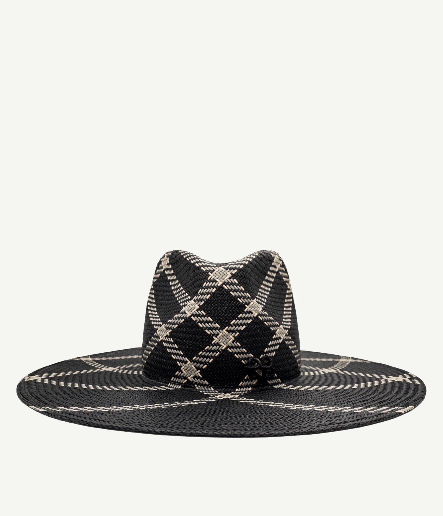 Diagonal-Stripe Straw Fedora Hat