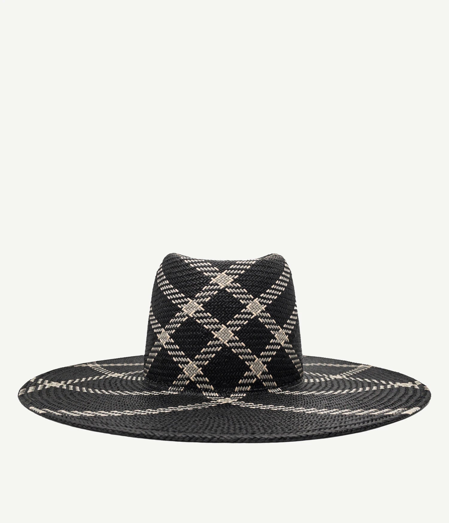 Diagonal-Stripe Straw Fedora Hat