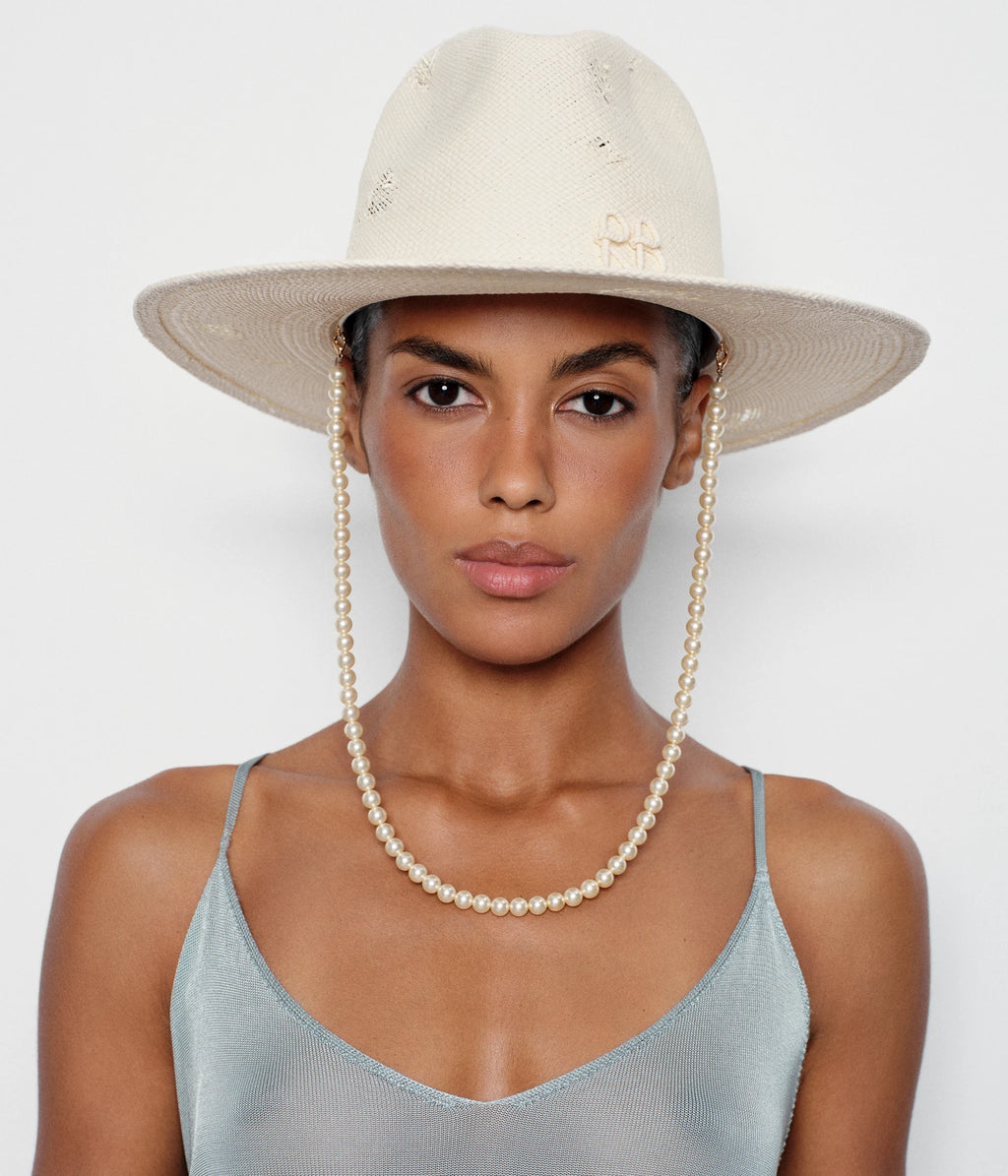 Maxi-pearls Embellished Fedora Hat • Ruslan Baginskiy Hats