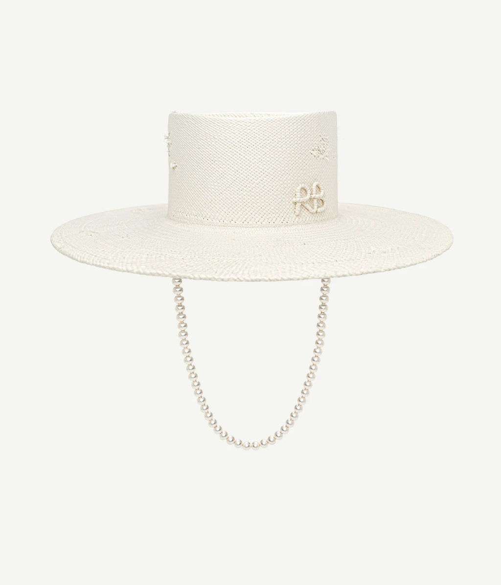 Maxi-pearls Embellished Gambler Hat • Ruslan Baginskiy Hats