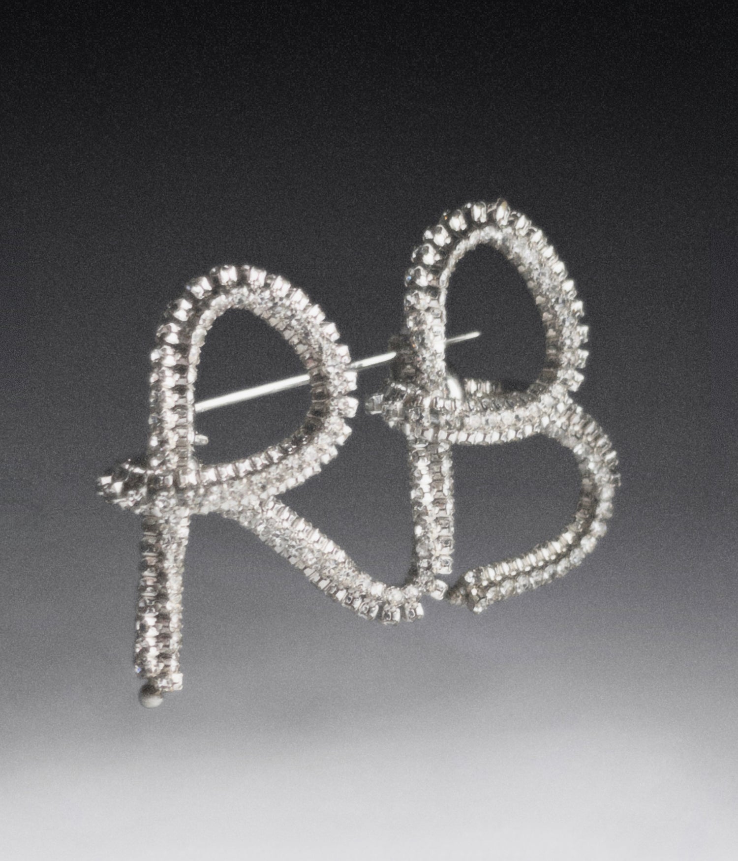 Crystal Embellished RB Logo Brooch