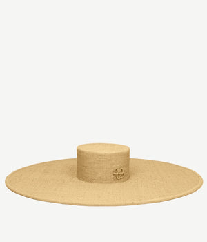 Wide-Brimmed Straw Canotier Hat