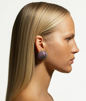 SKARBY Purple and Mint Beaded Earrings