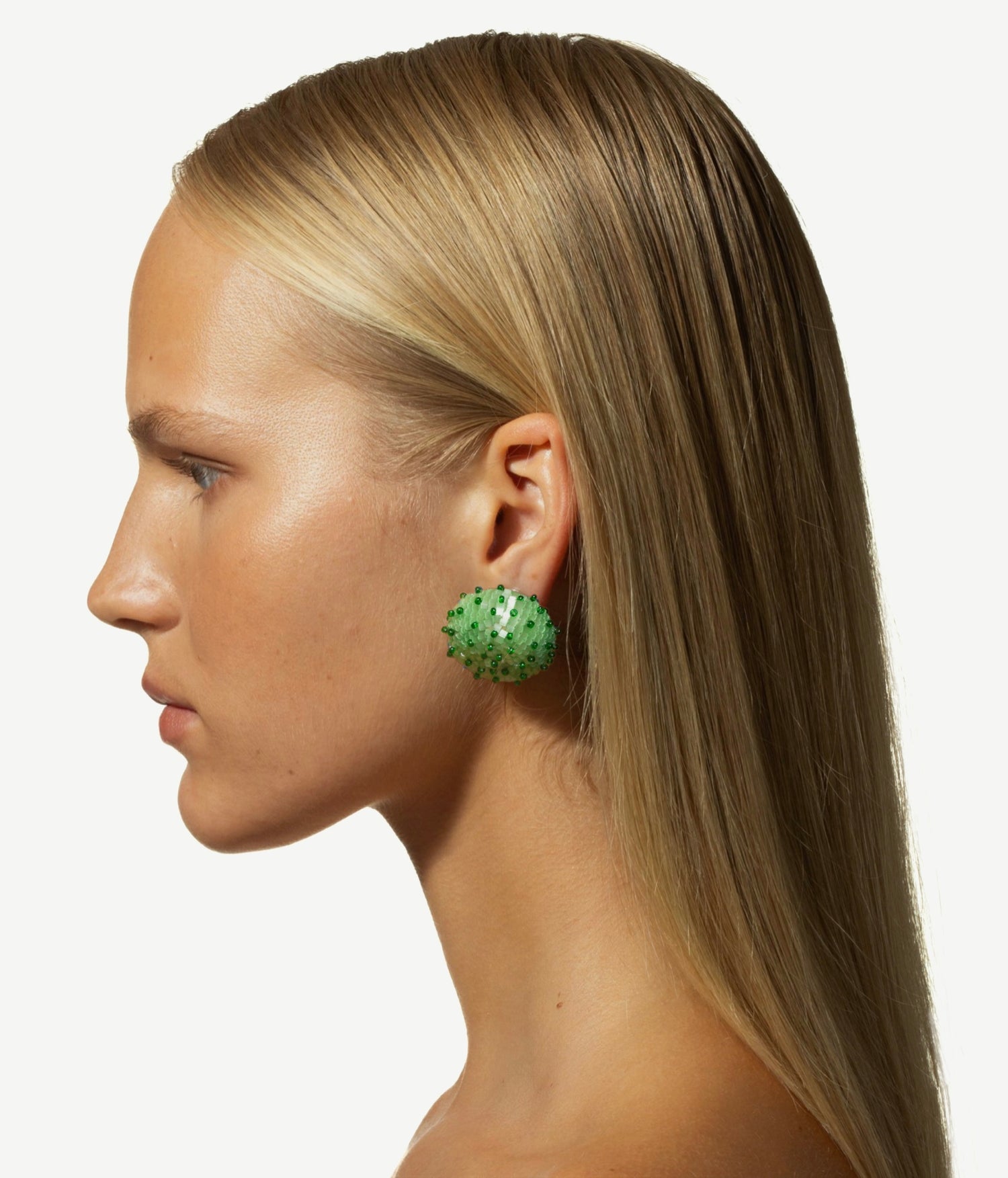 Photo, Ruslan Baginskiy Jewelry collection, SKARBY Yellow and Mint Beaded Earrings
