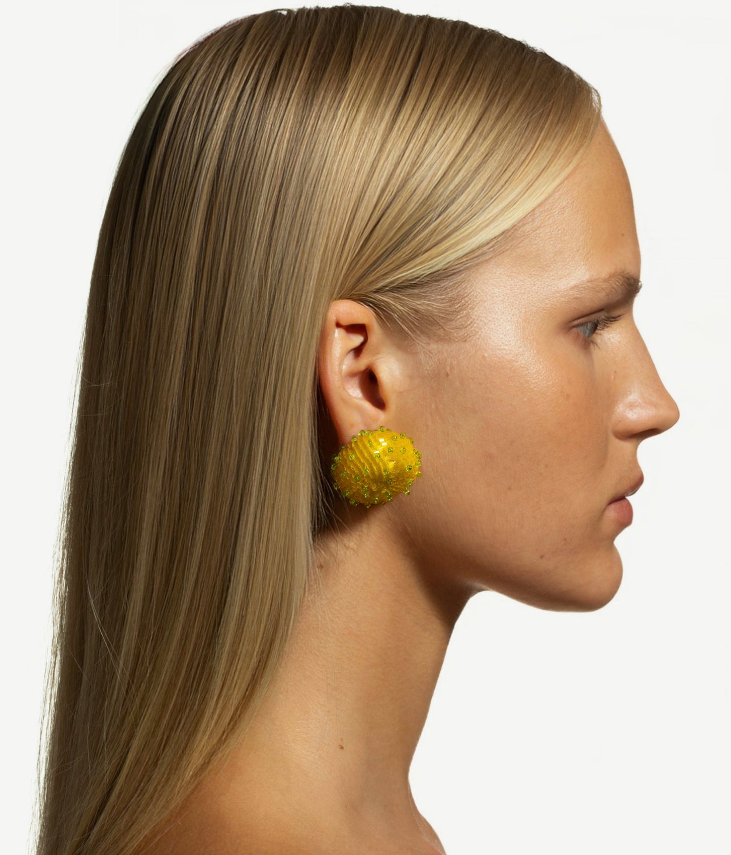 Photo, Ruslan Baginskiy Jewelry collection, SKARBY Yellow and Mint Beaded Earrings