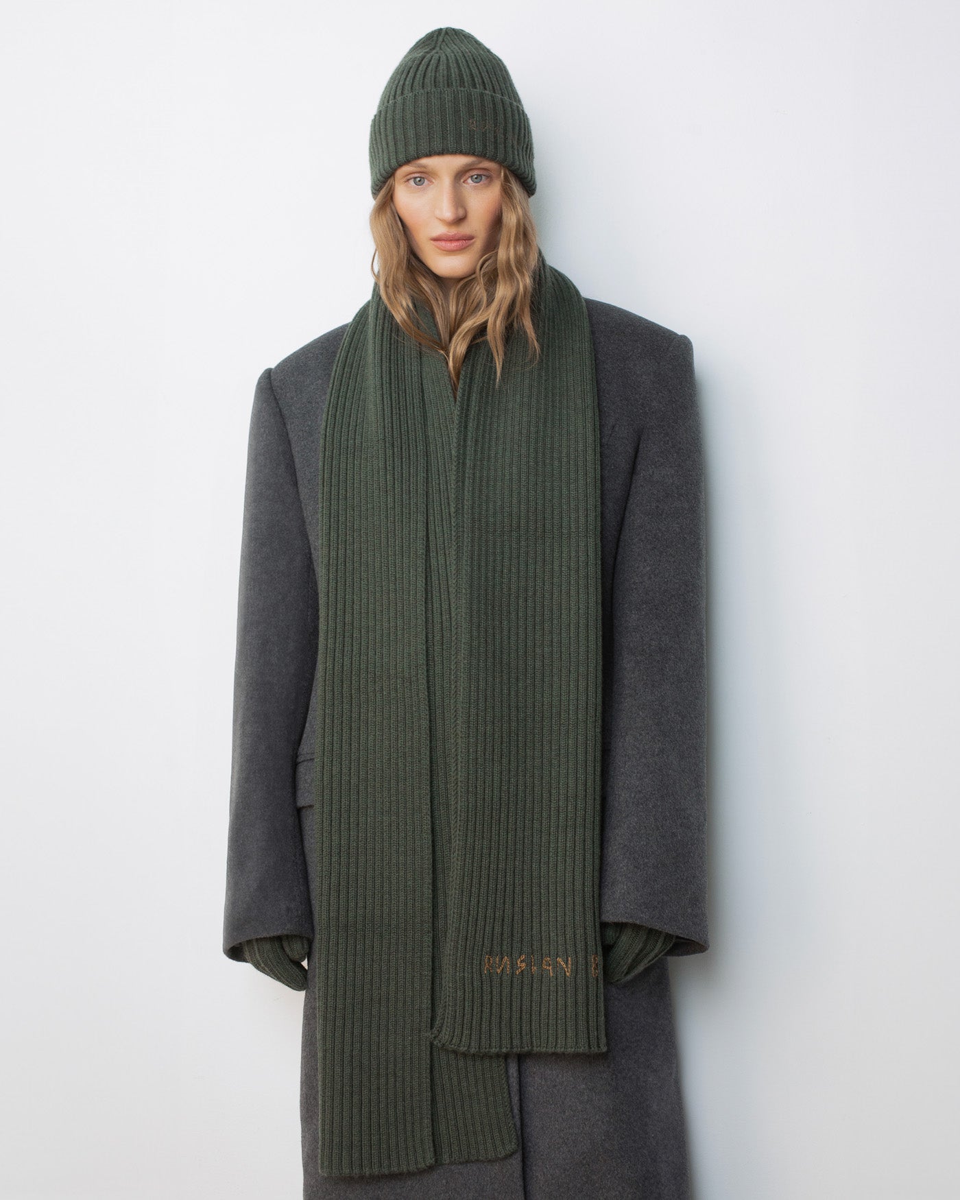 All Knits, Monogram-embroidered Wool Scarf