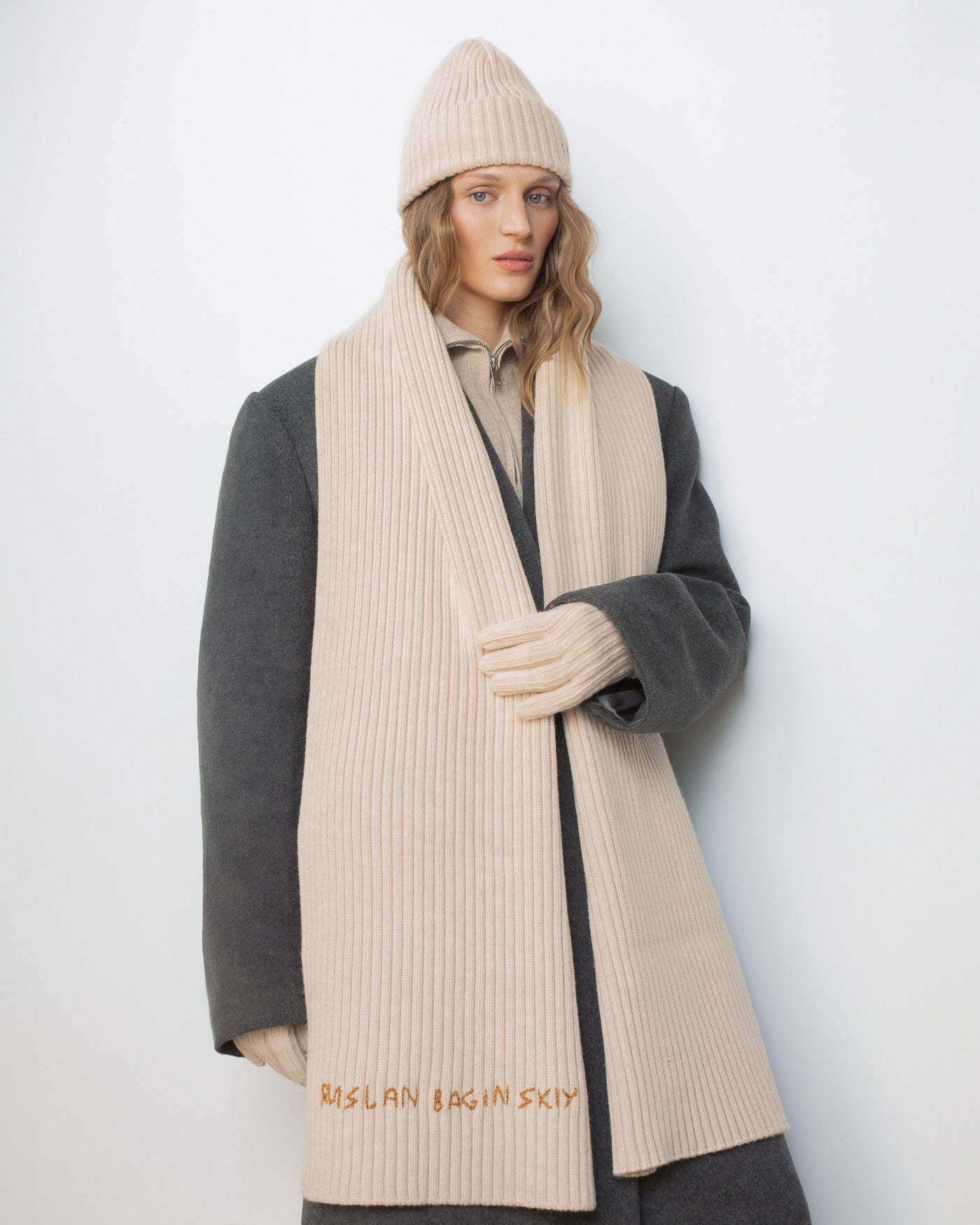All Knits, Monogram-embroidered Wool Gloves