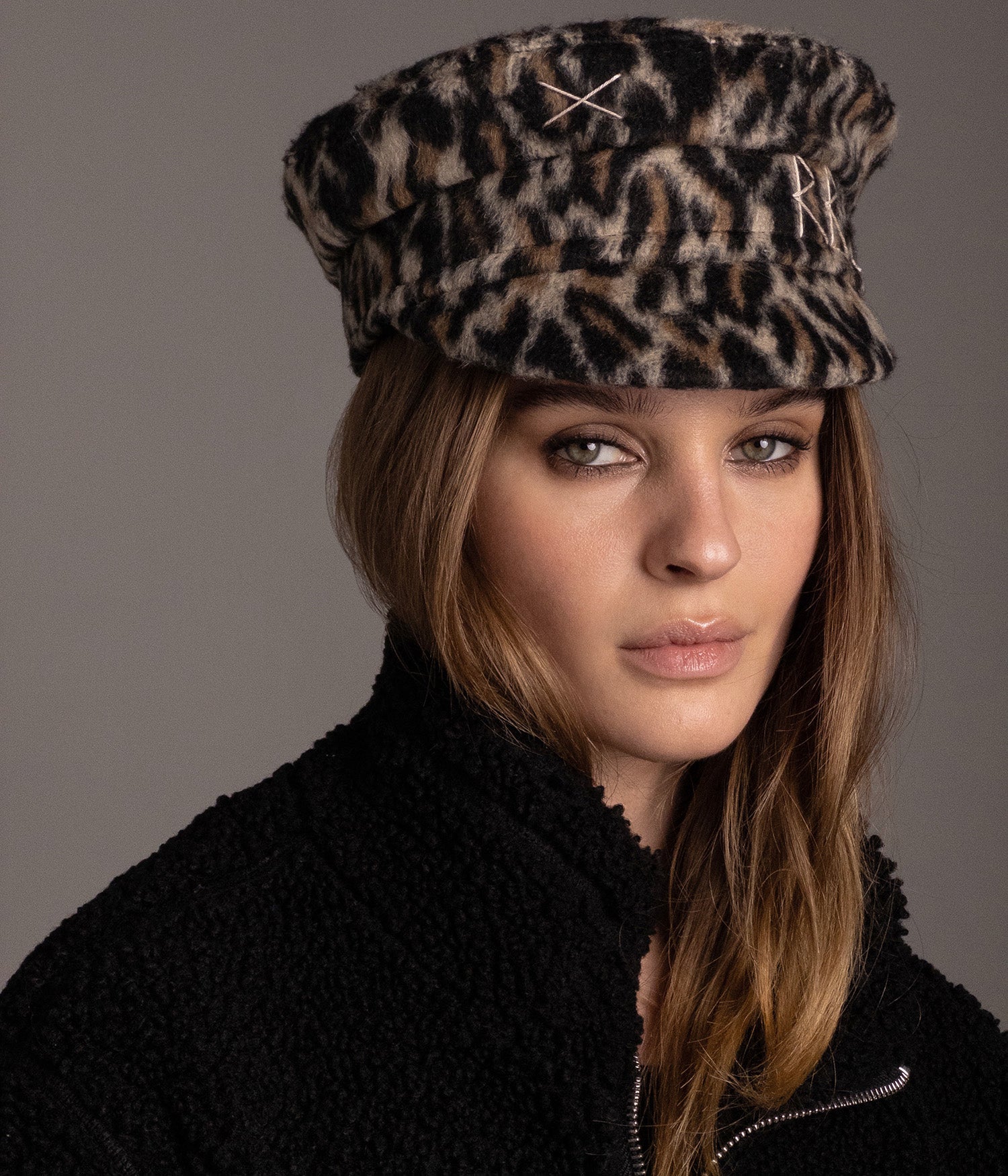 Leopard Print Baker Boy Cap