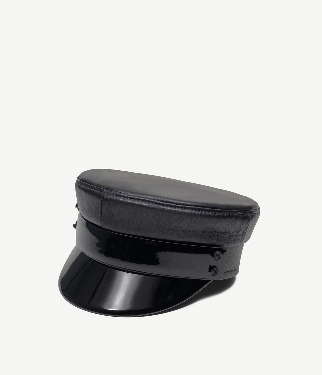 Black Leather Baker Boy Cap • Ruslan Baginskiy Hats  display picture 1