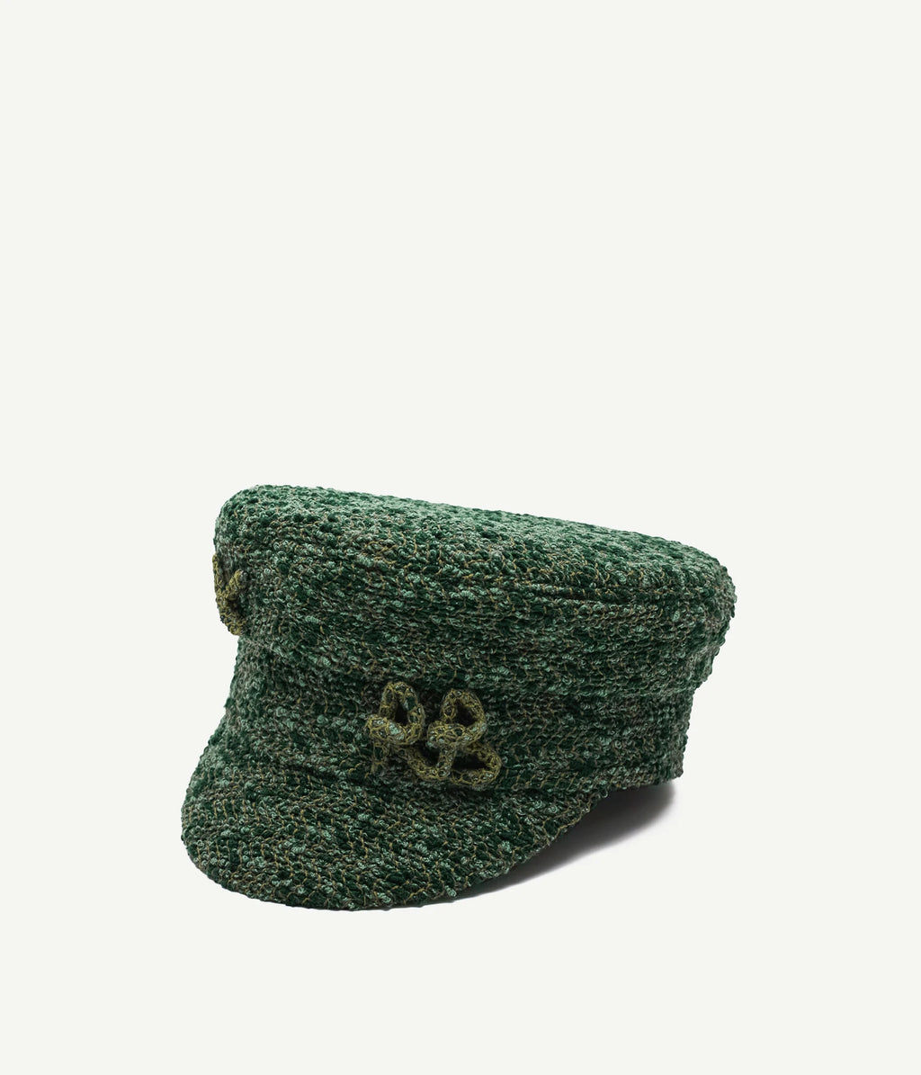 ハット RUSLAN BAGINSKIY FW25 (KPC033 040PF25 WP YOGREY) Logo-embellished Boucle Baker Boy Cap • Ruslan Baginskiy