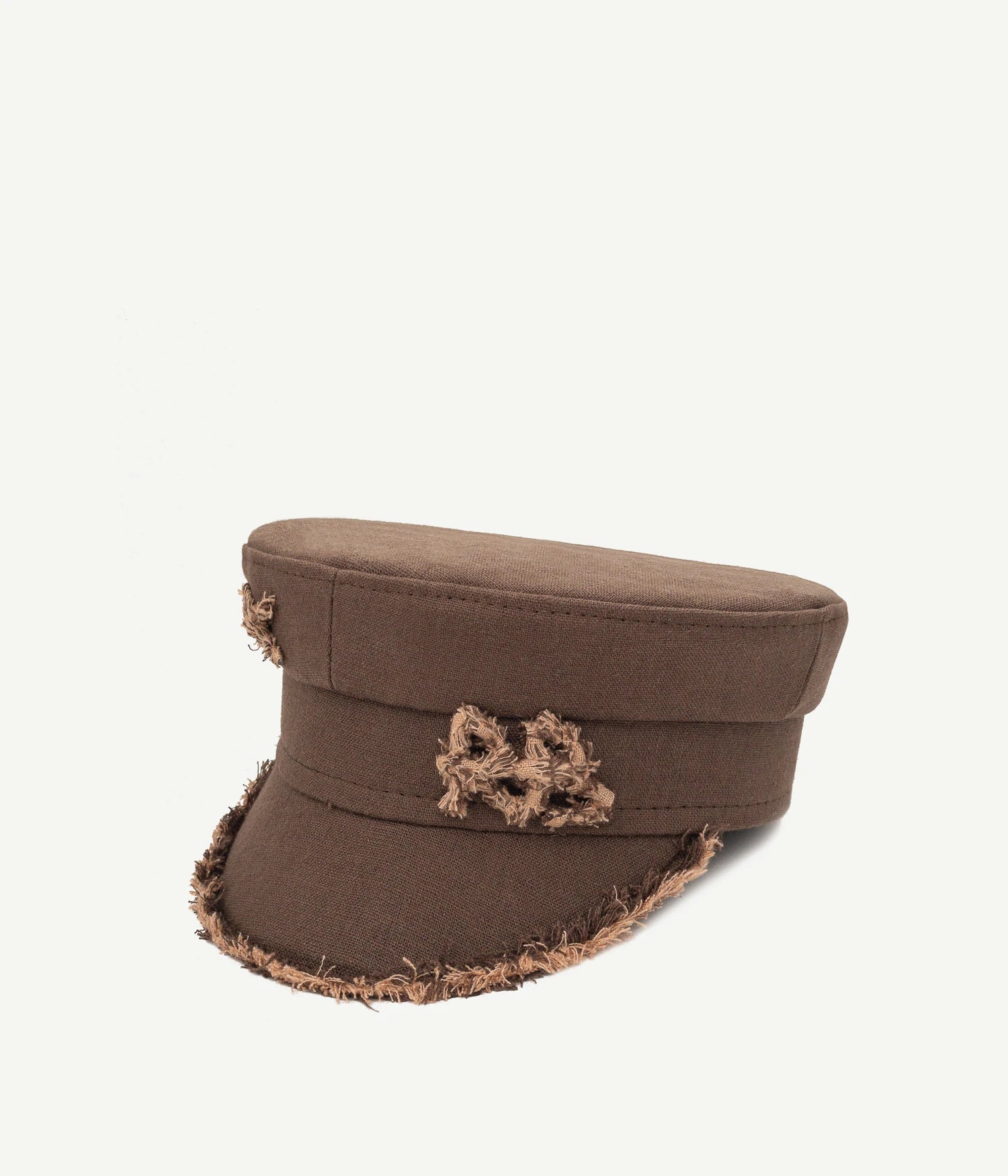 44_10, Monogram-embellished Fringed Baker Boy Cap