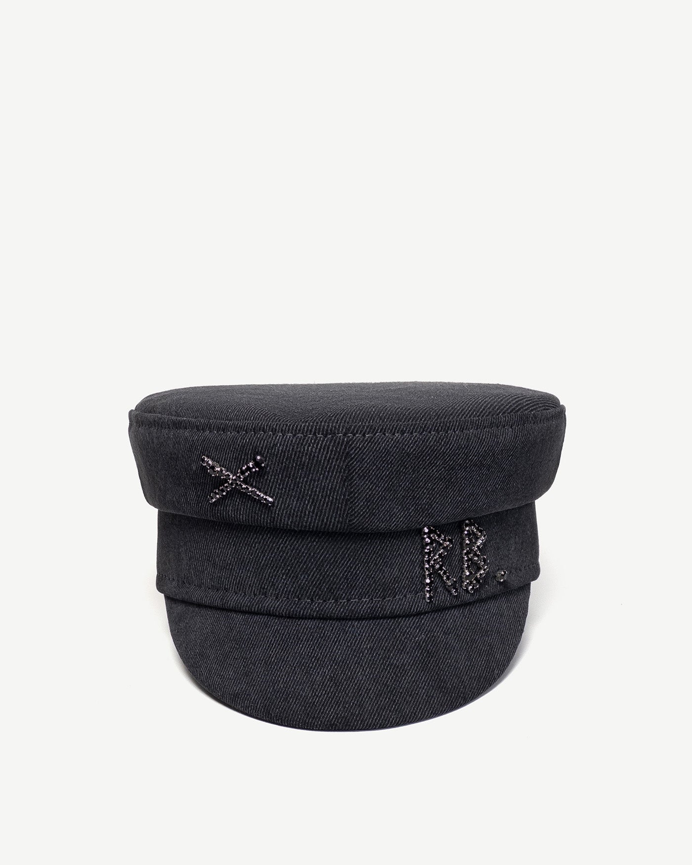 Photo, Baker Boy Cap, Crystal-embroidered Denim Baker Boy Cap