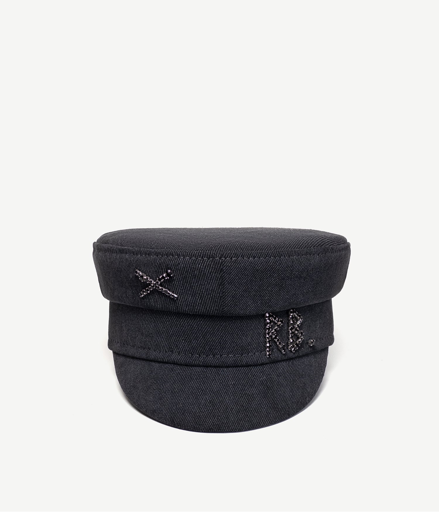 Crystal-embroidered Denim Baker Boy Cap