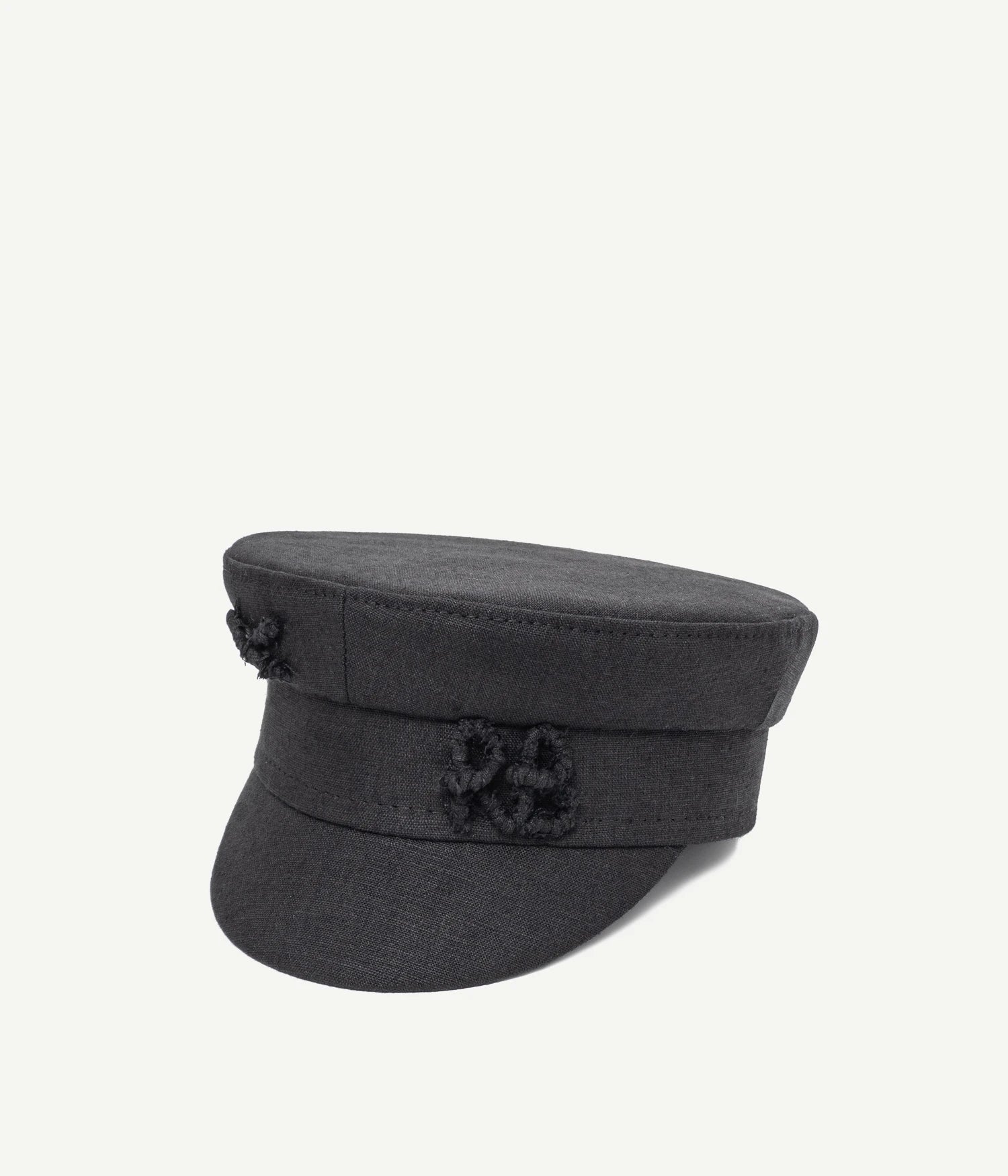 44_LS, Monogram-embellished Linen Baker Boy Cap