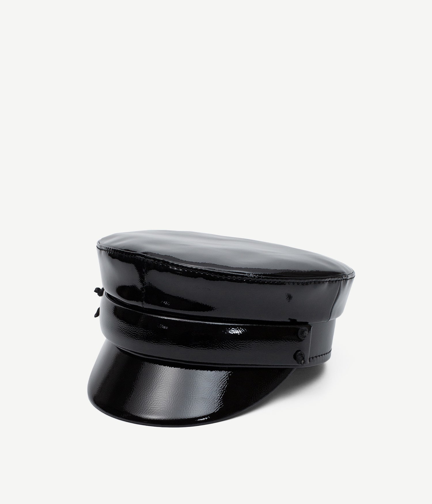 Photo, Baker Boy Cap, Faux-Leather Belted Baker Boy Cap