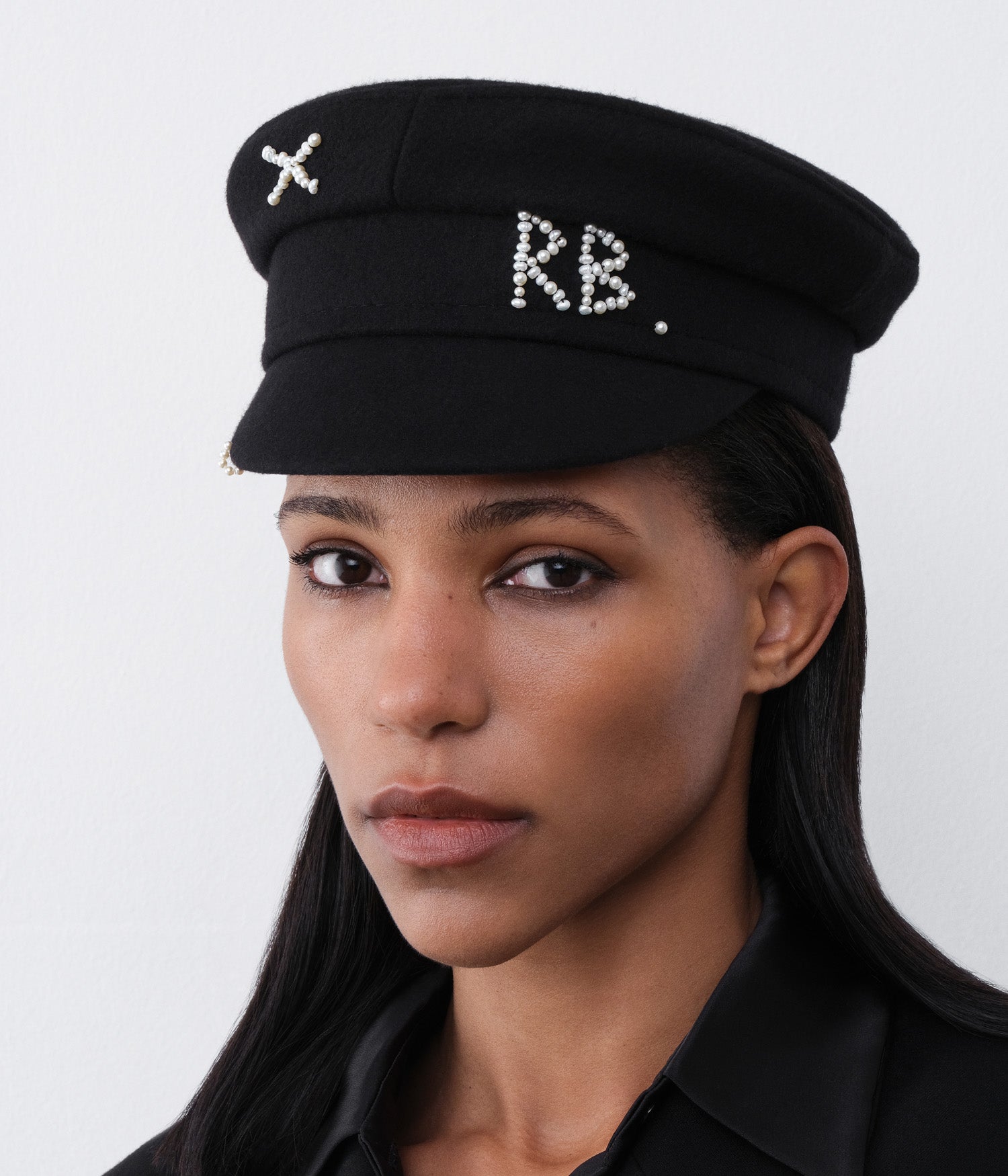 Pearls-embellished Baker Boy Cap