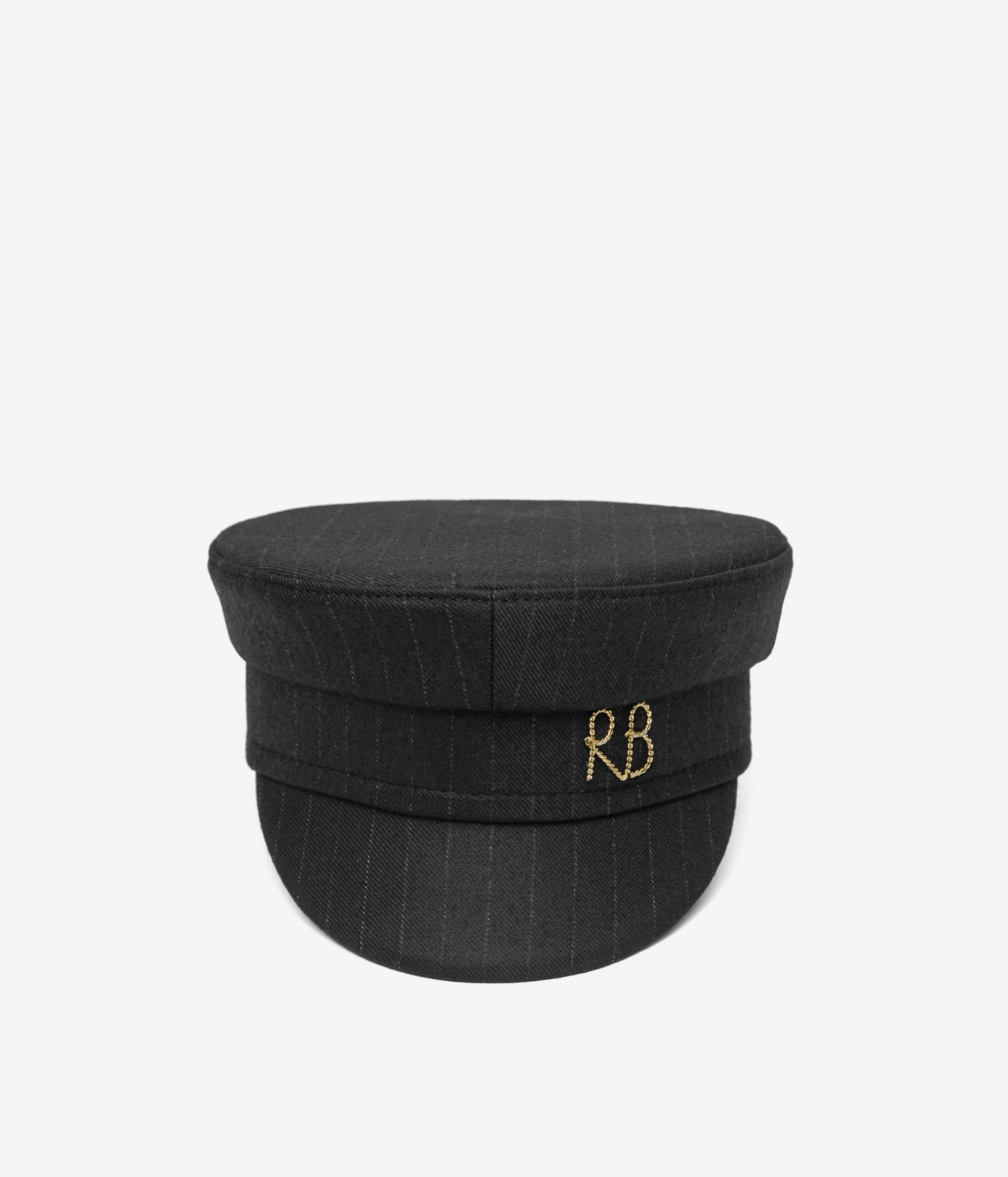 Baker Boy Cap, Logo-embellished Stripe-Pattern Baker Boy Cap