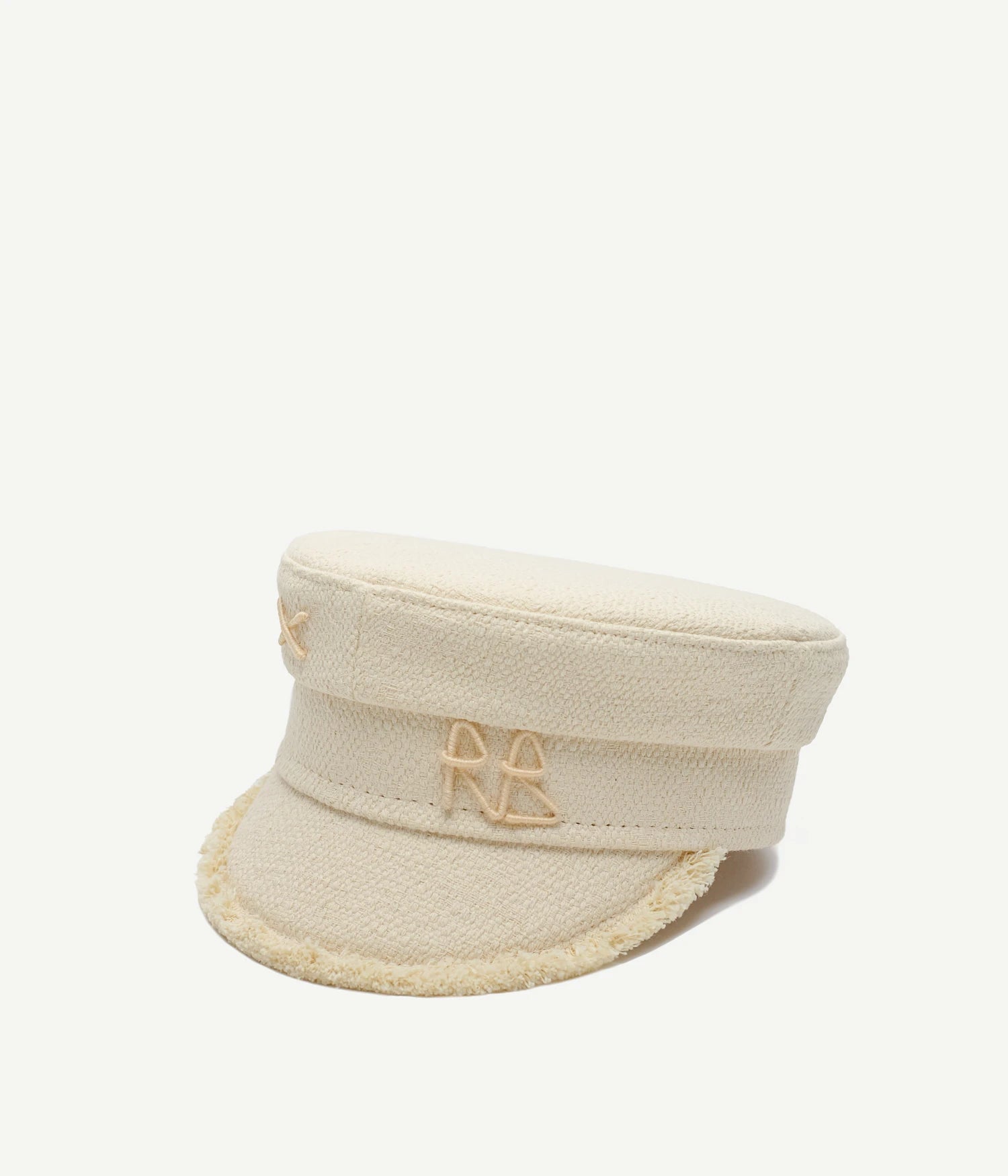 Logo-embellished Raw Edge Tweed Baker Boy Cap
