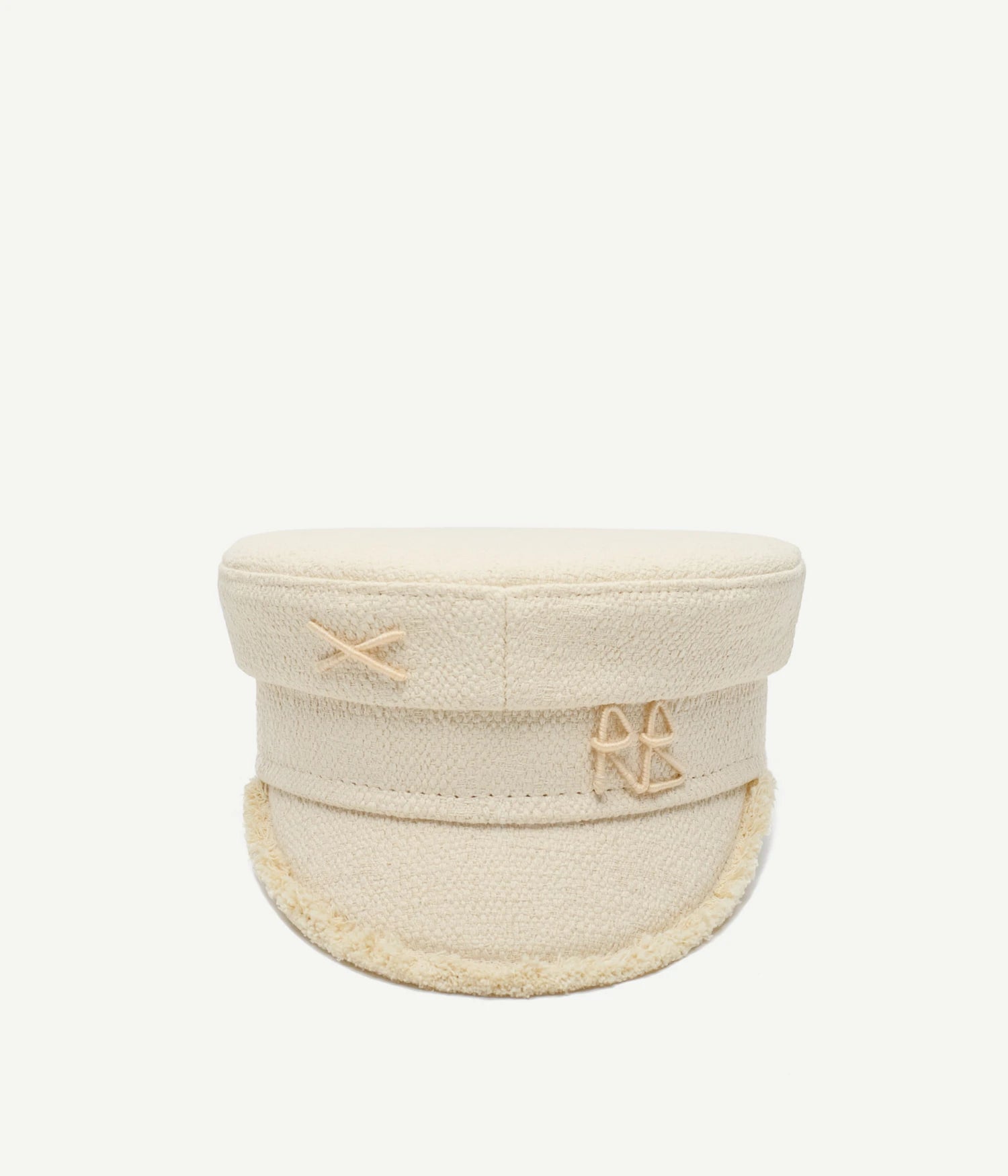 Logo-embellished Raw Edge Tweed Baker Boy Cap