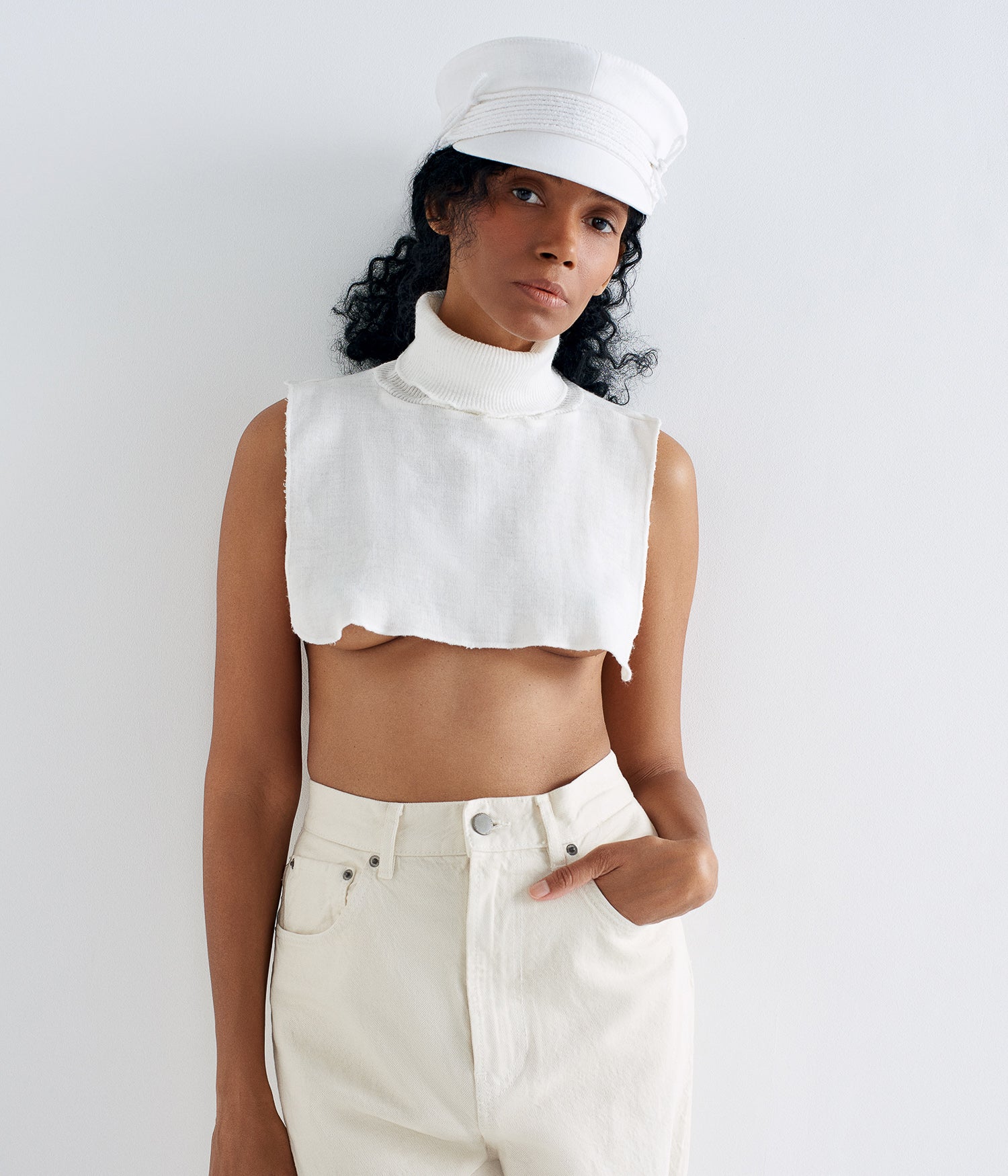 FORDELL, Lace-tied Linen Baker Boy Cap