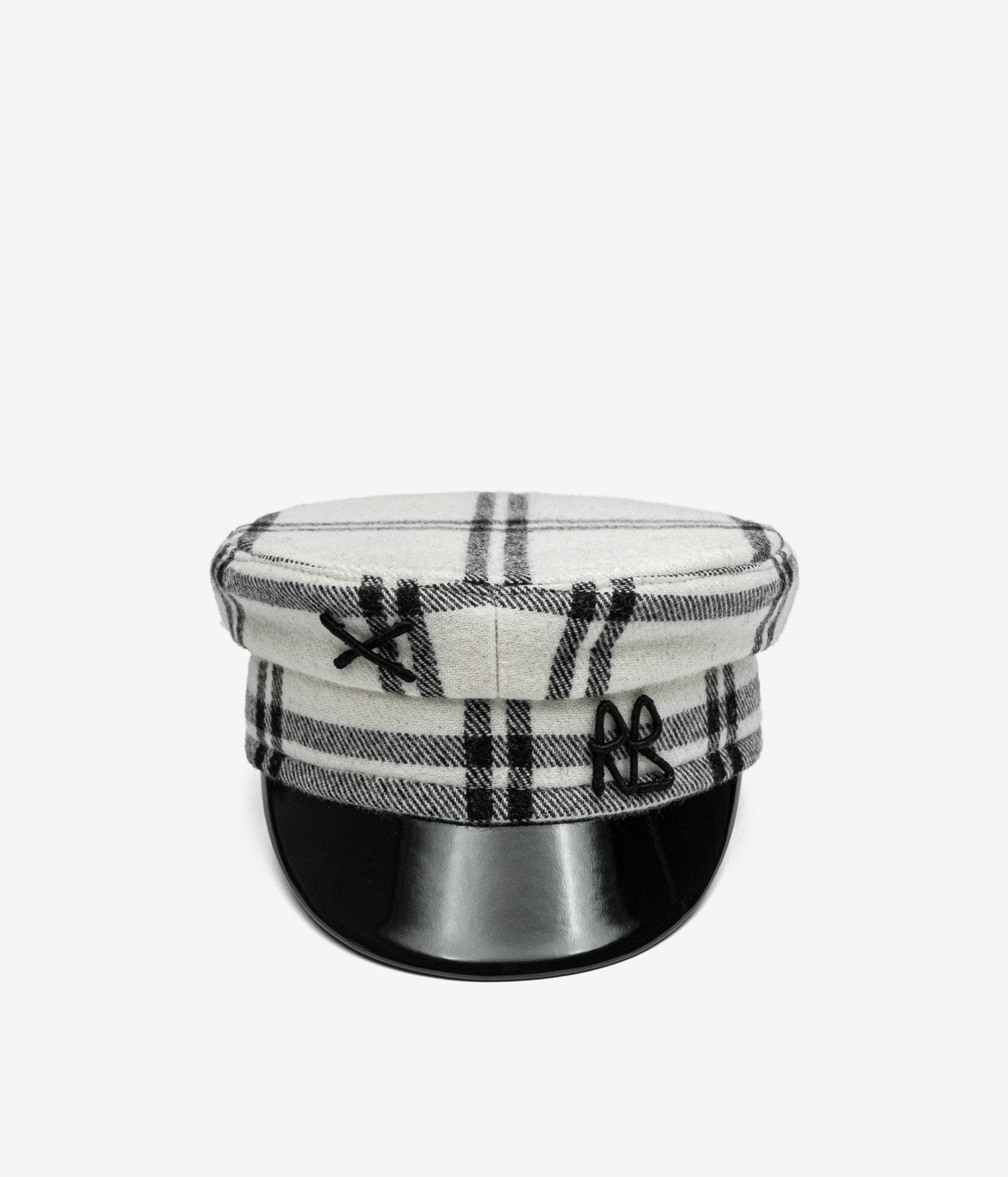 44_10_40, Logo-embellished Checked Baker Boy Cap. 