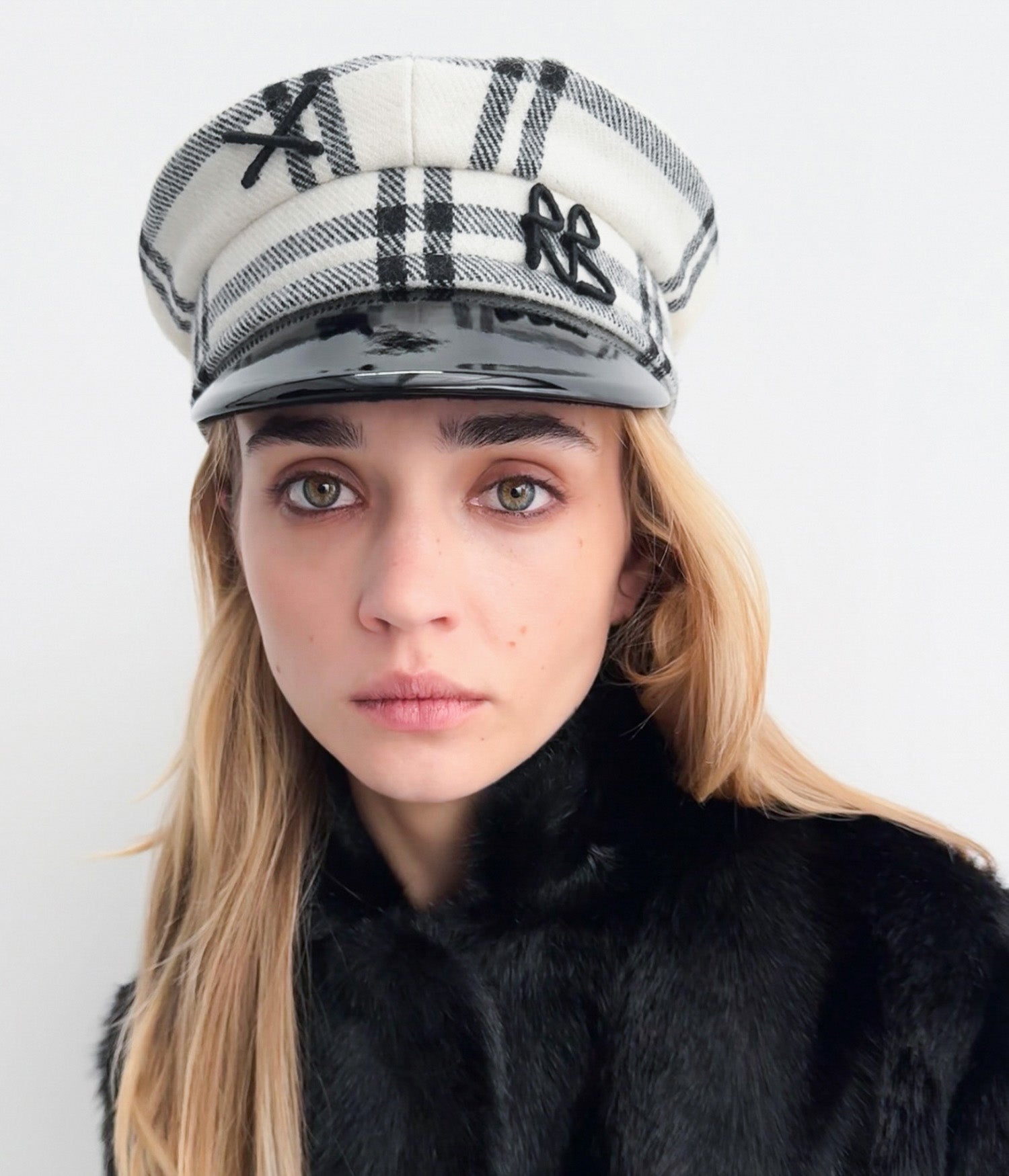Logo-embellished Checked Baker Boy Cap