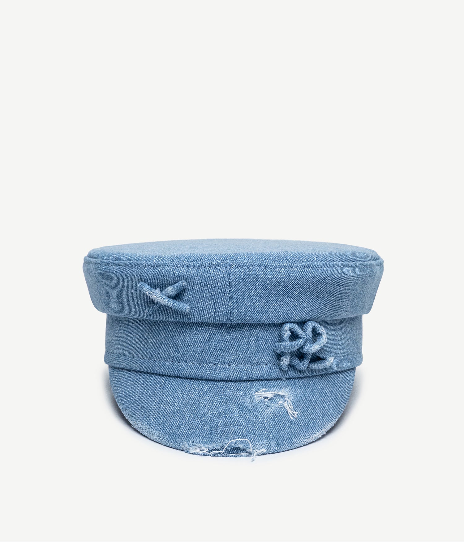 Distressed Denim Baker Boy Cap