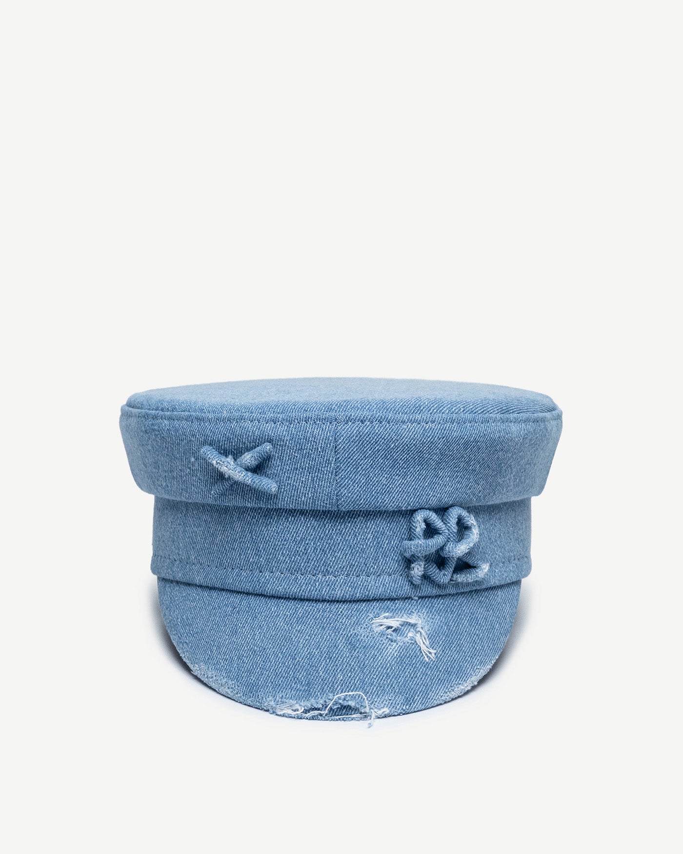 Distressed Denim Baker Boy Cap