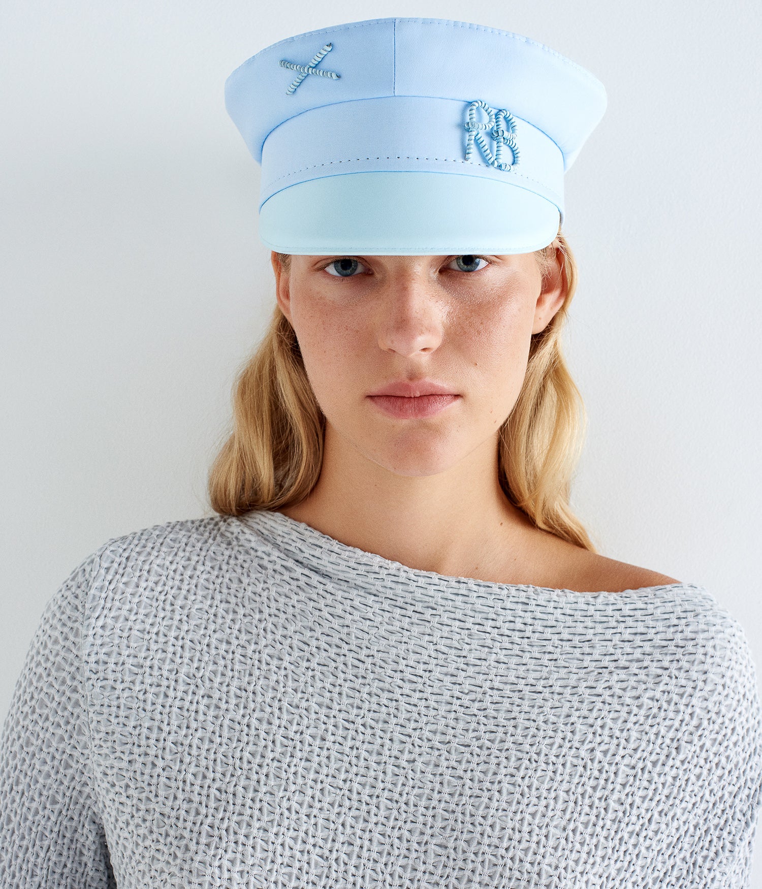 Monogram-embellished Cotton Baker Boy Cap with Leather Visor