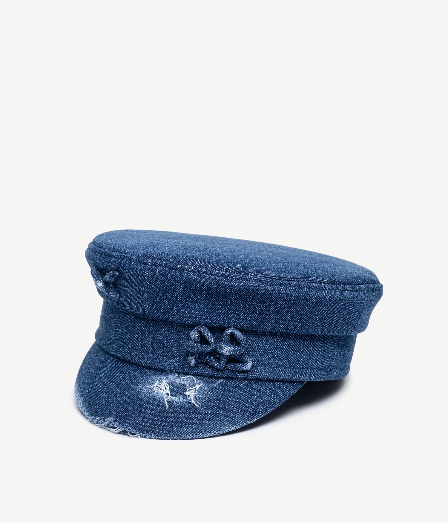 Distressed Denim Baker Boy Cap